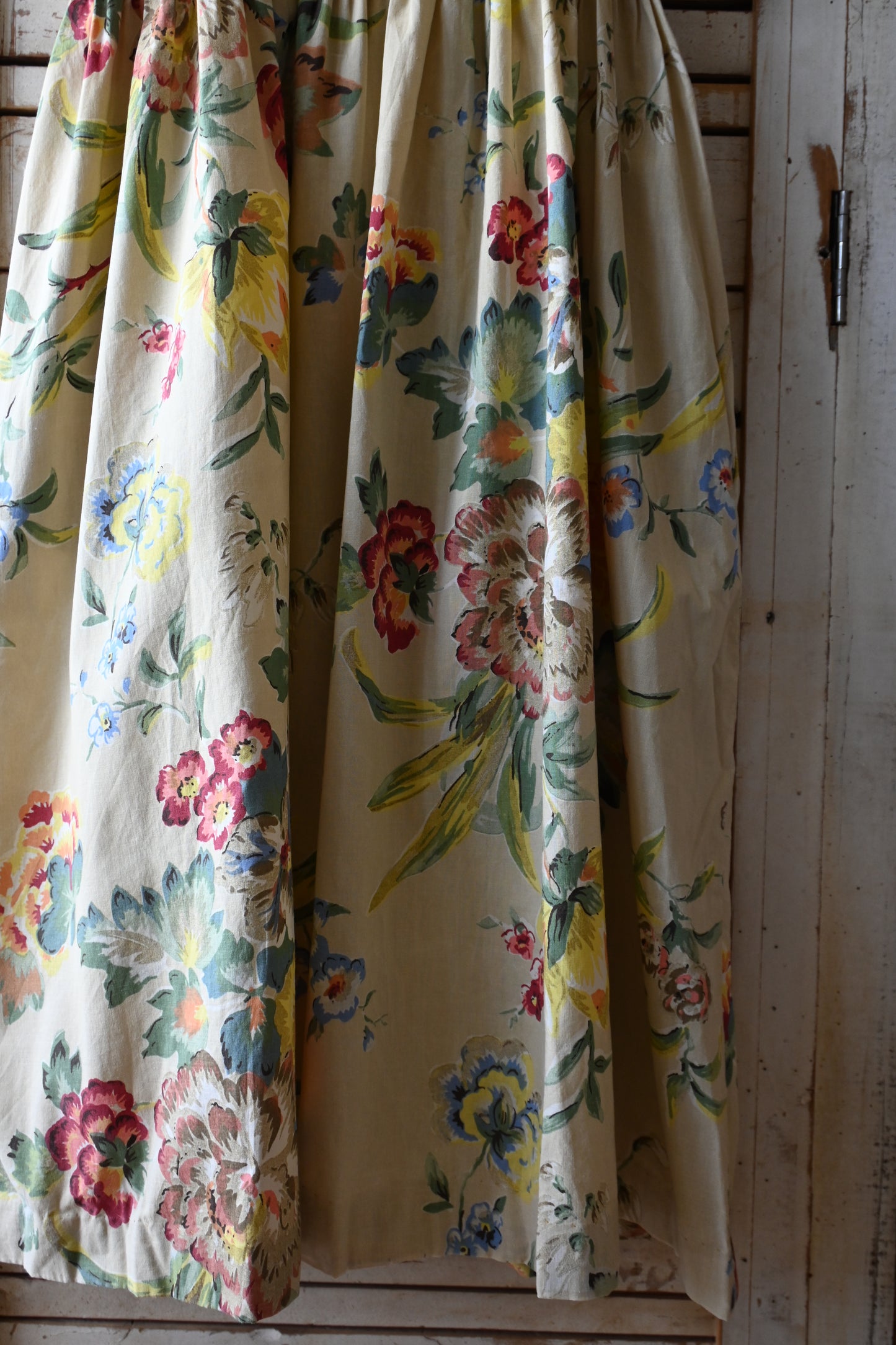 70's Flower pattern dress/BEIGE