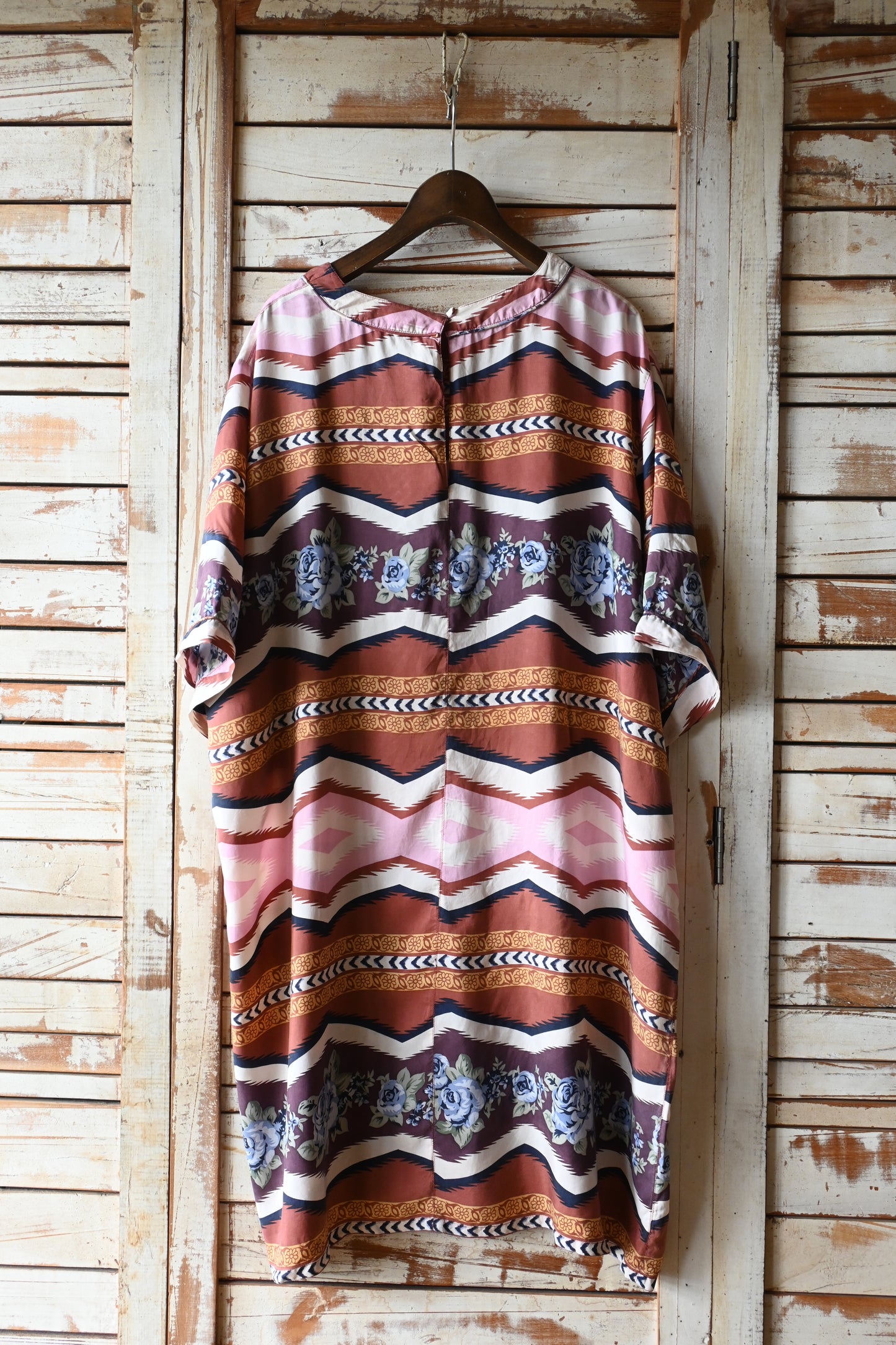 "YESSICA" Silk pattern dress/BROWN