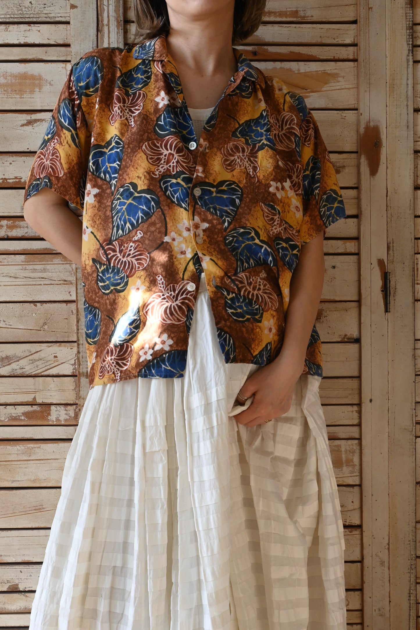 Aloha print shirt/BROWN
