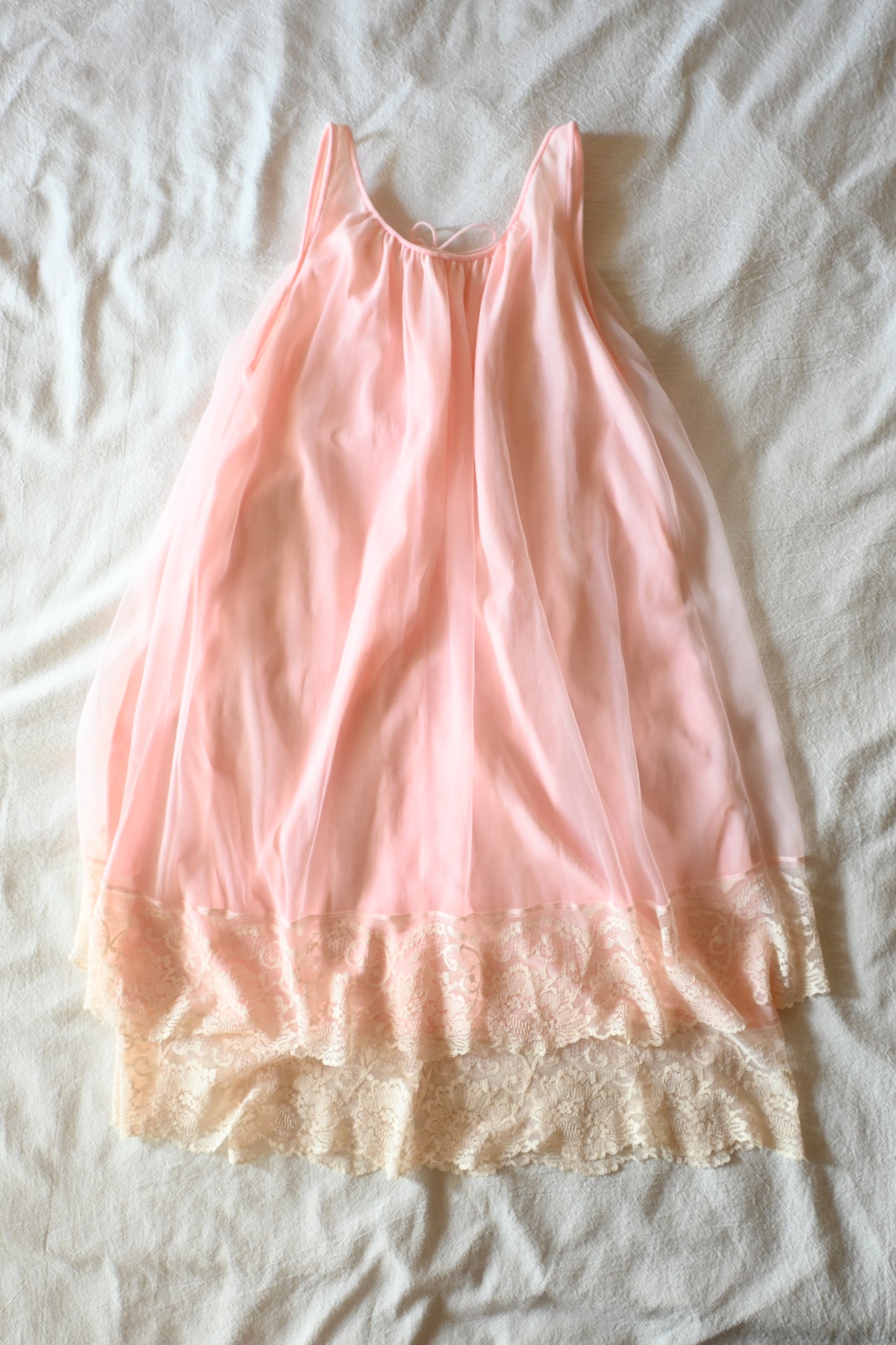 '60s-'70s Lace nighty dress/PINK