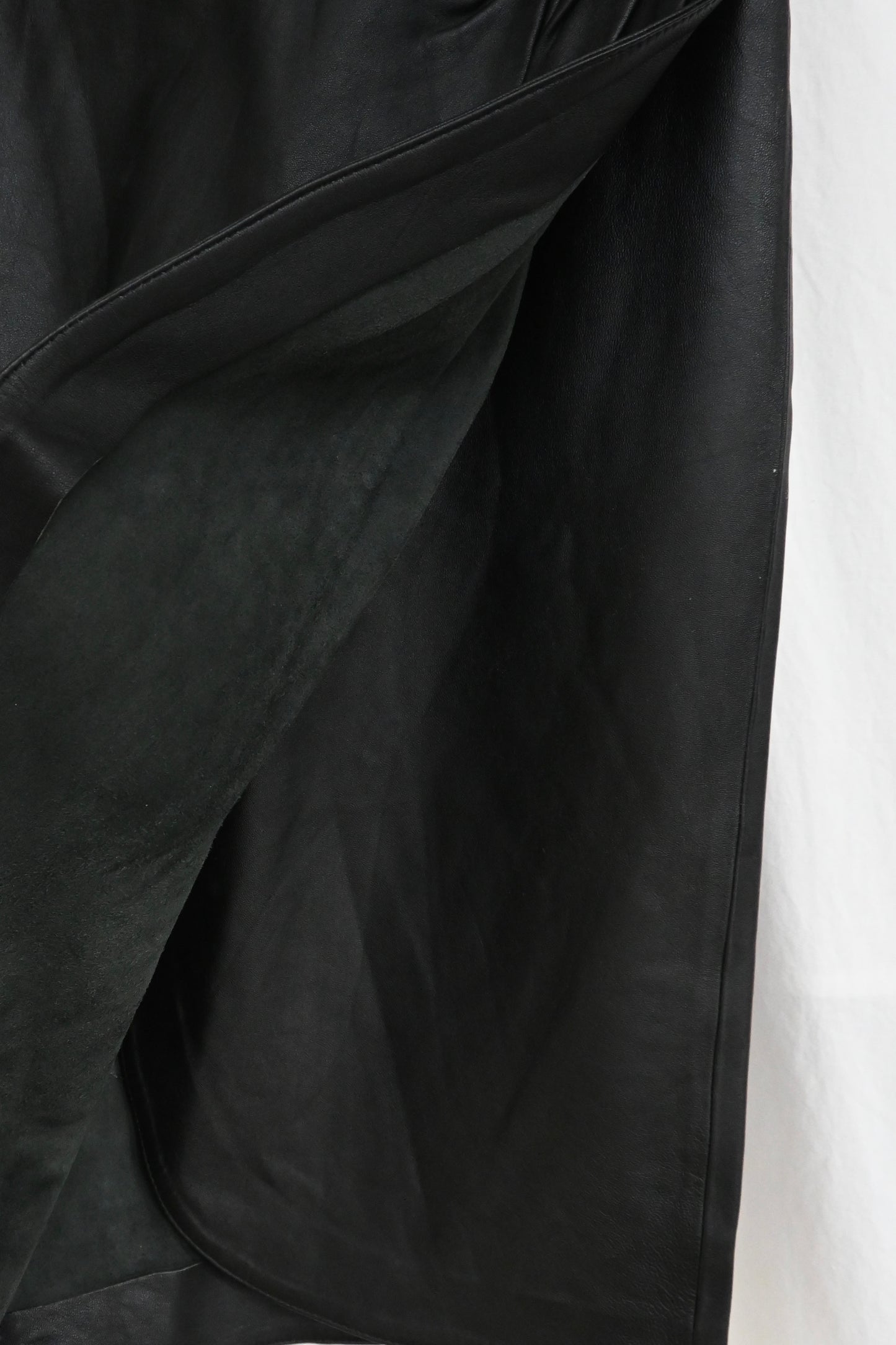 Fake leather midi skirt/BLACK