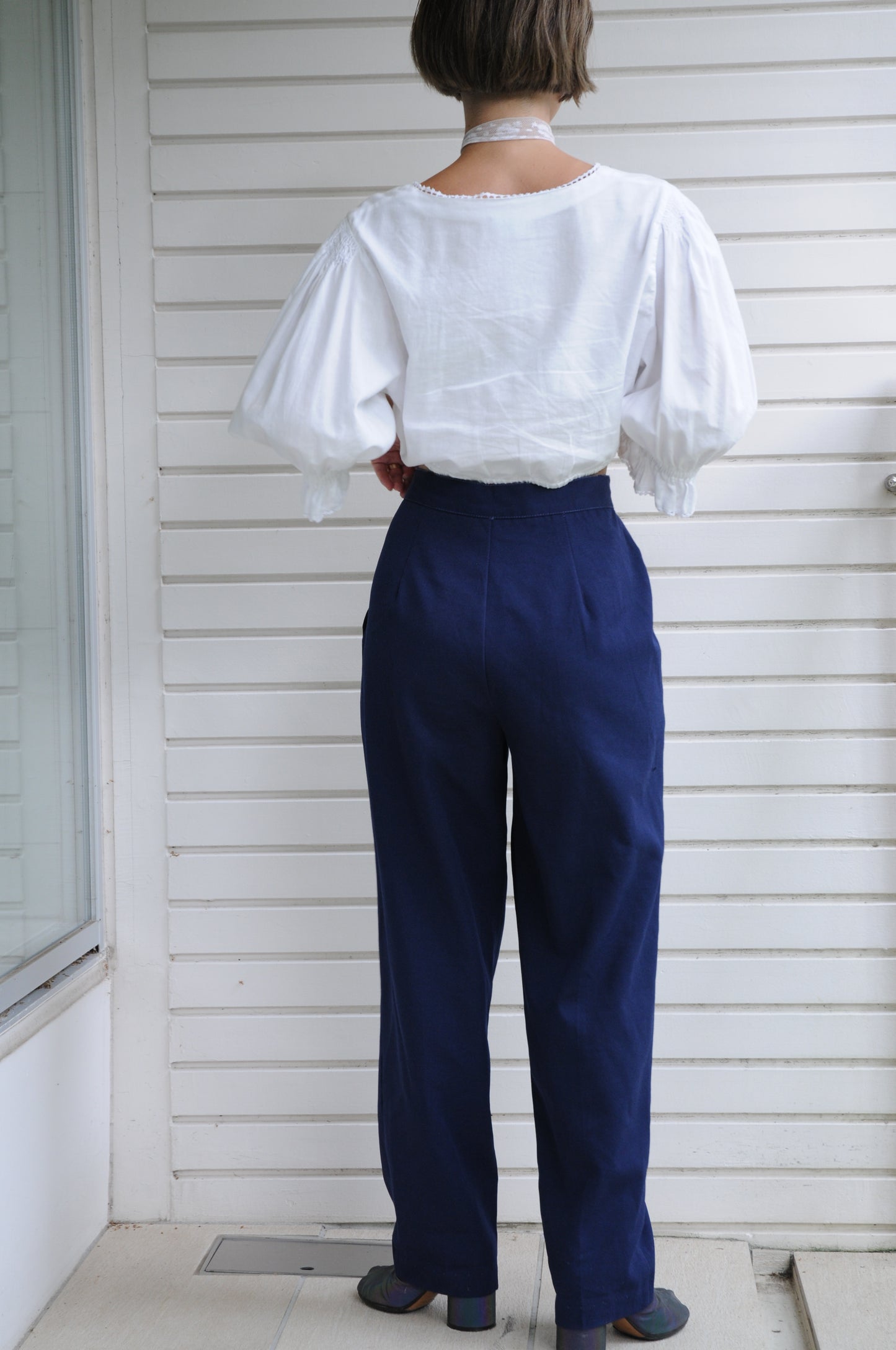 High waist slacks/NAVY