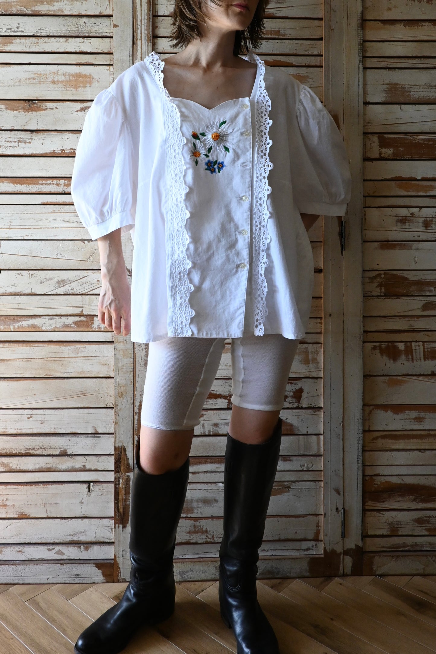 EURO Embroidery blouse/WHITE