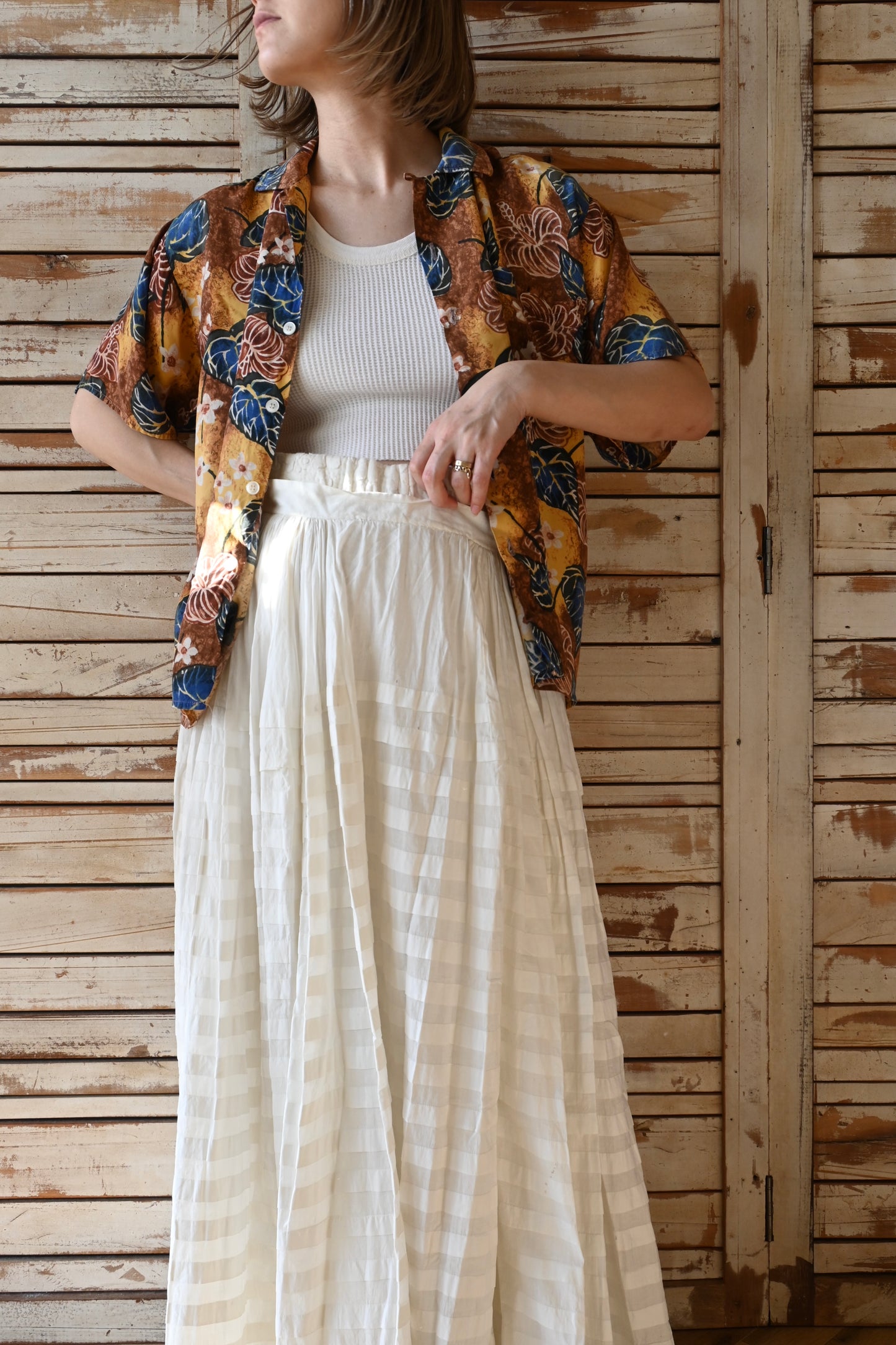 Aloha print shirt/BROWN