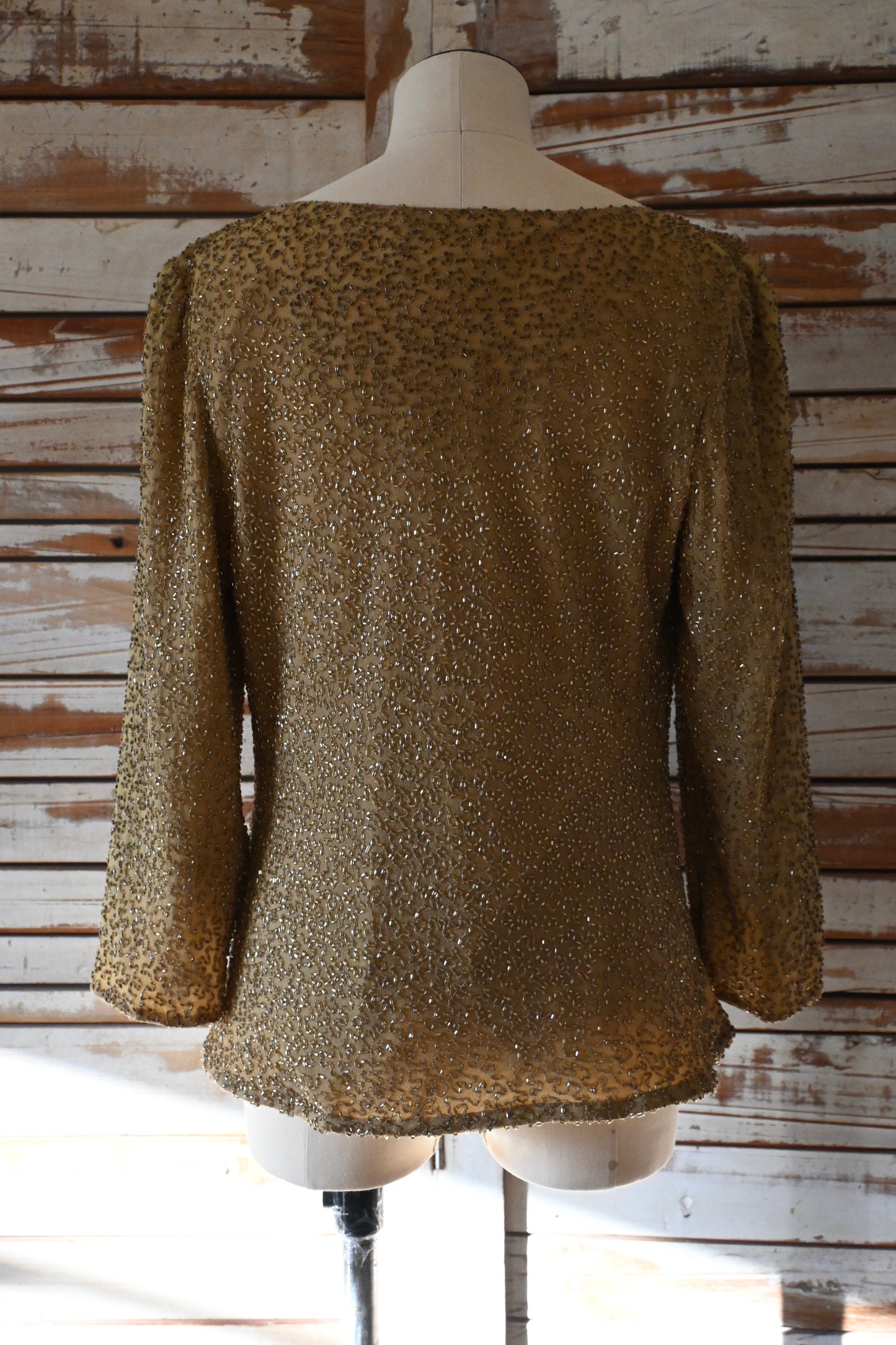 "Laurence Kazar" sequin tops/CAMEL