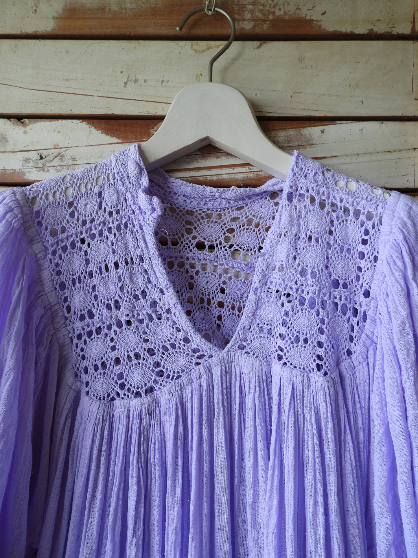 Vintage cutwork cotton dress/LAVENDER