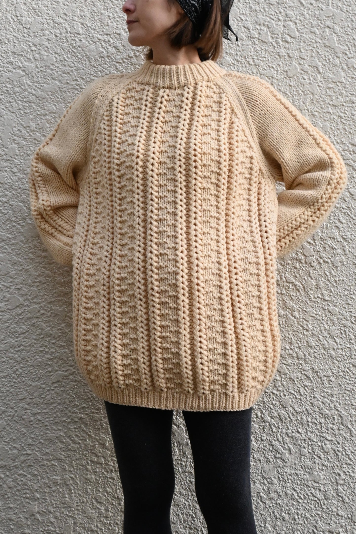Aran knit sweater/IVORY
