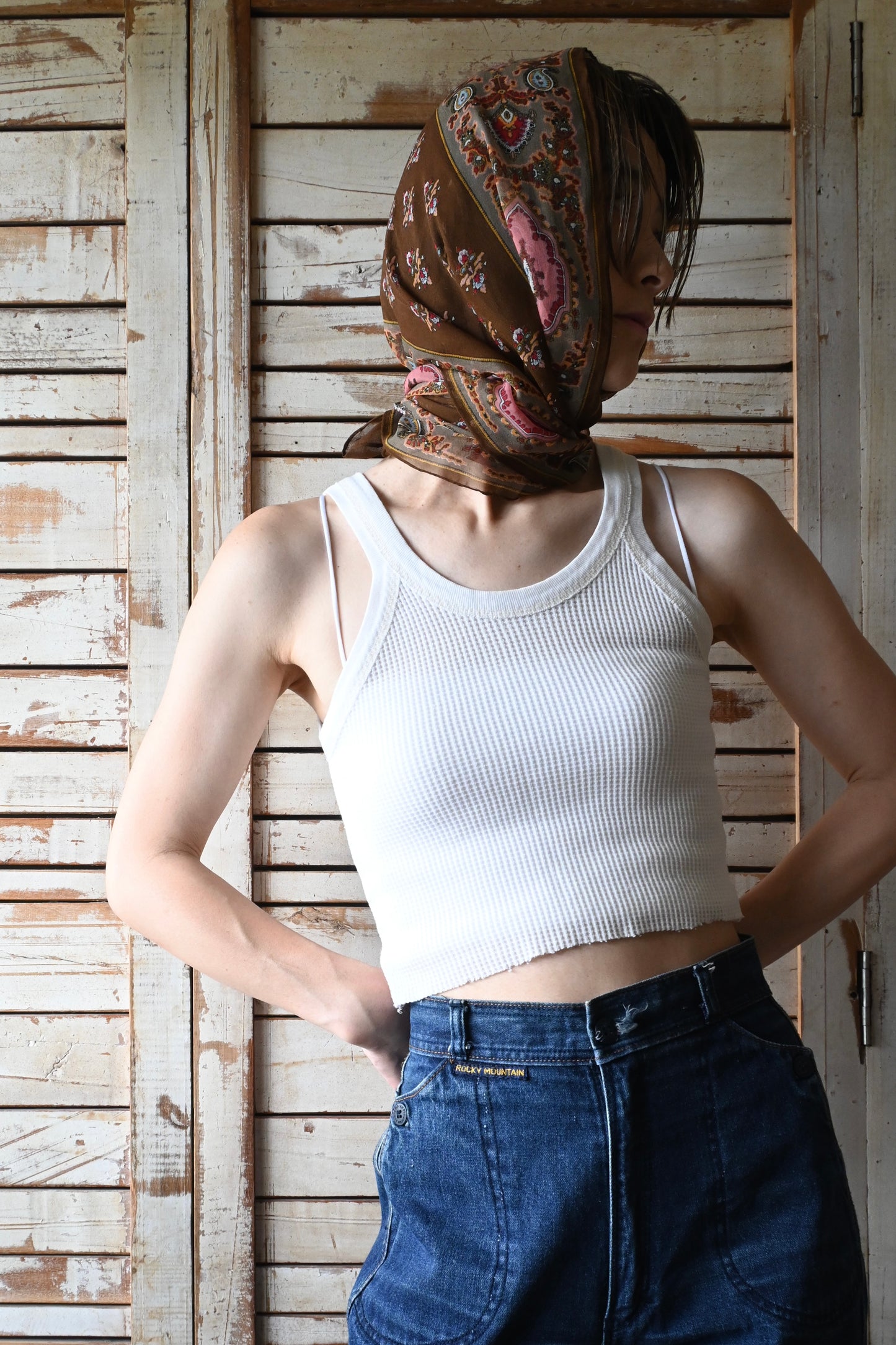 Vintage echo scarf/BROWN