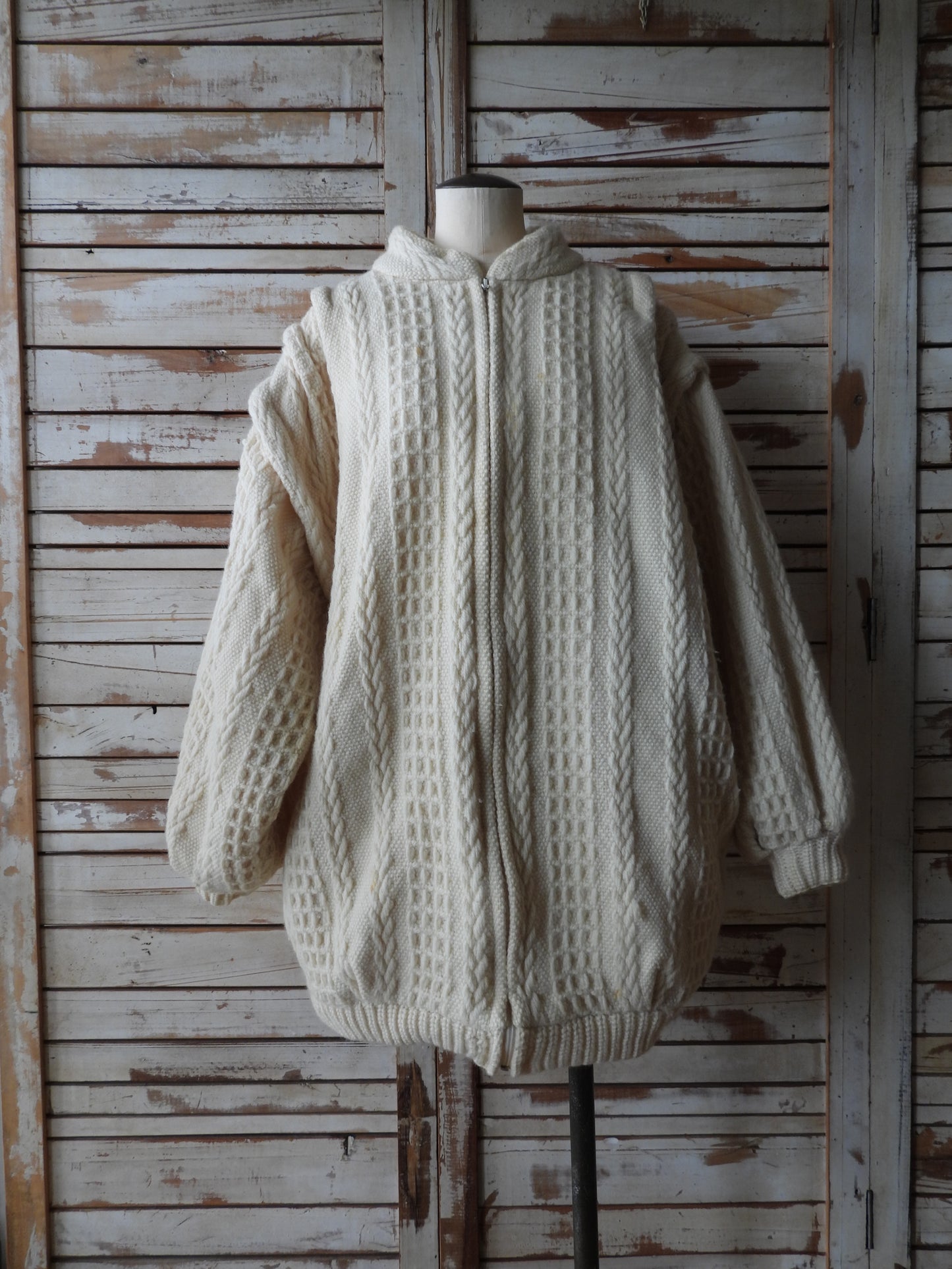 Wool Knit big jacket/IVORY