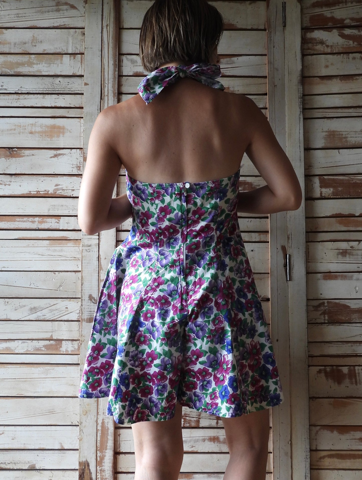 Flower printed rompers/WHITE/PURPLE/BLUE