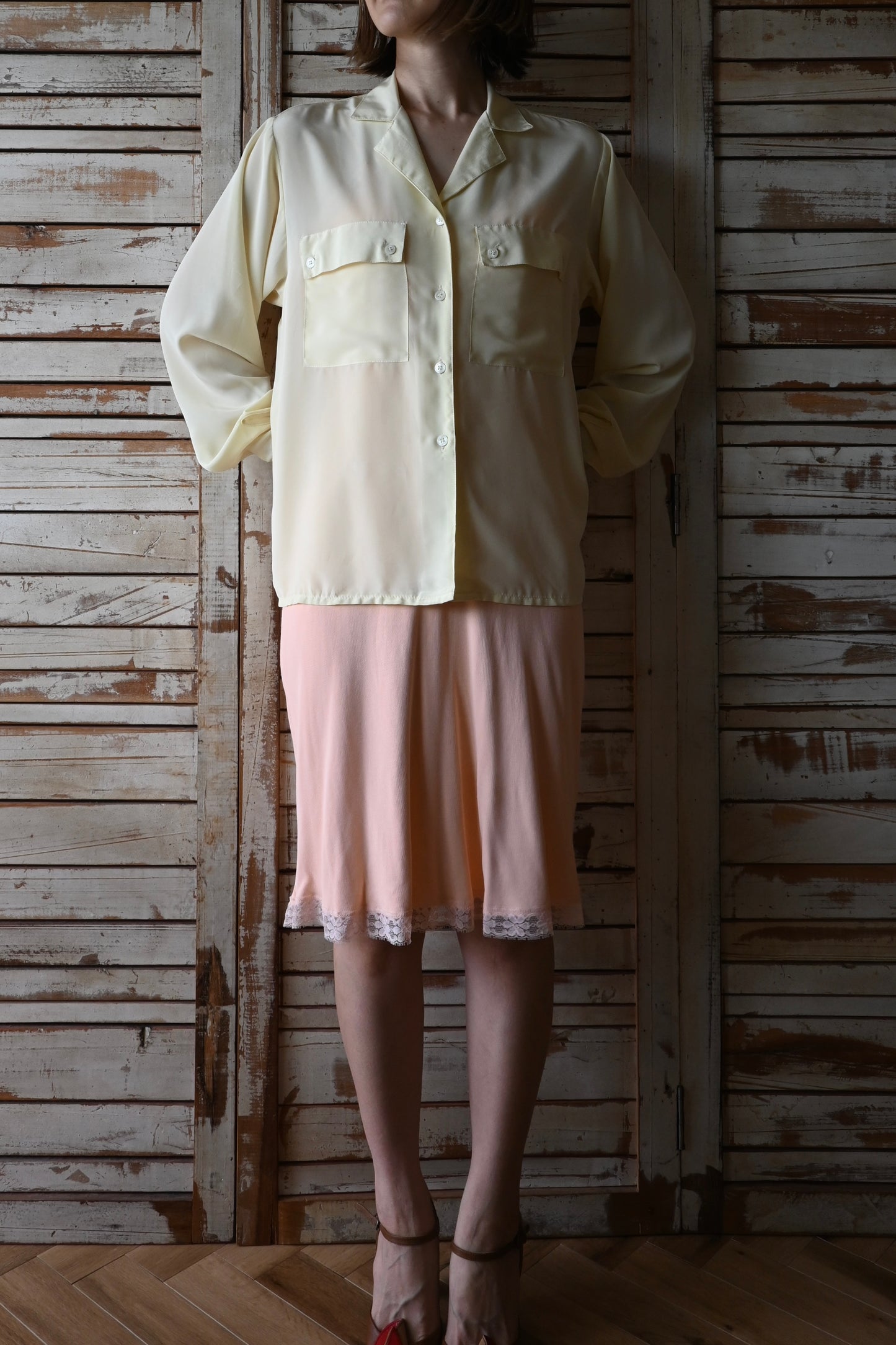 Shirt blouse/YELLOW