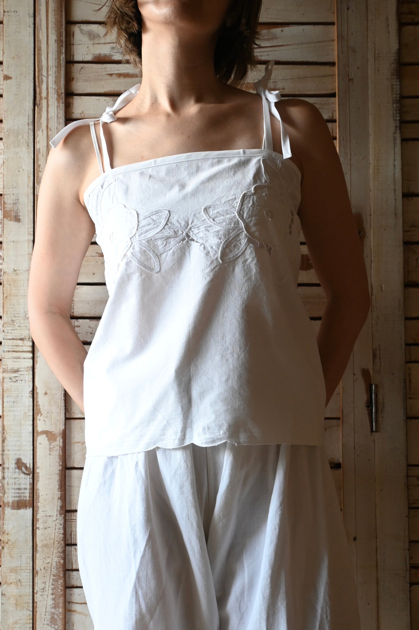 Cotton lace cami top/PONMOSIR