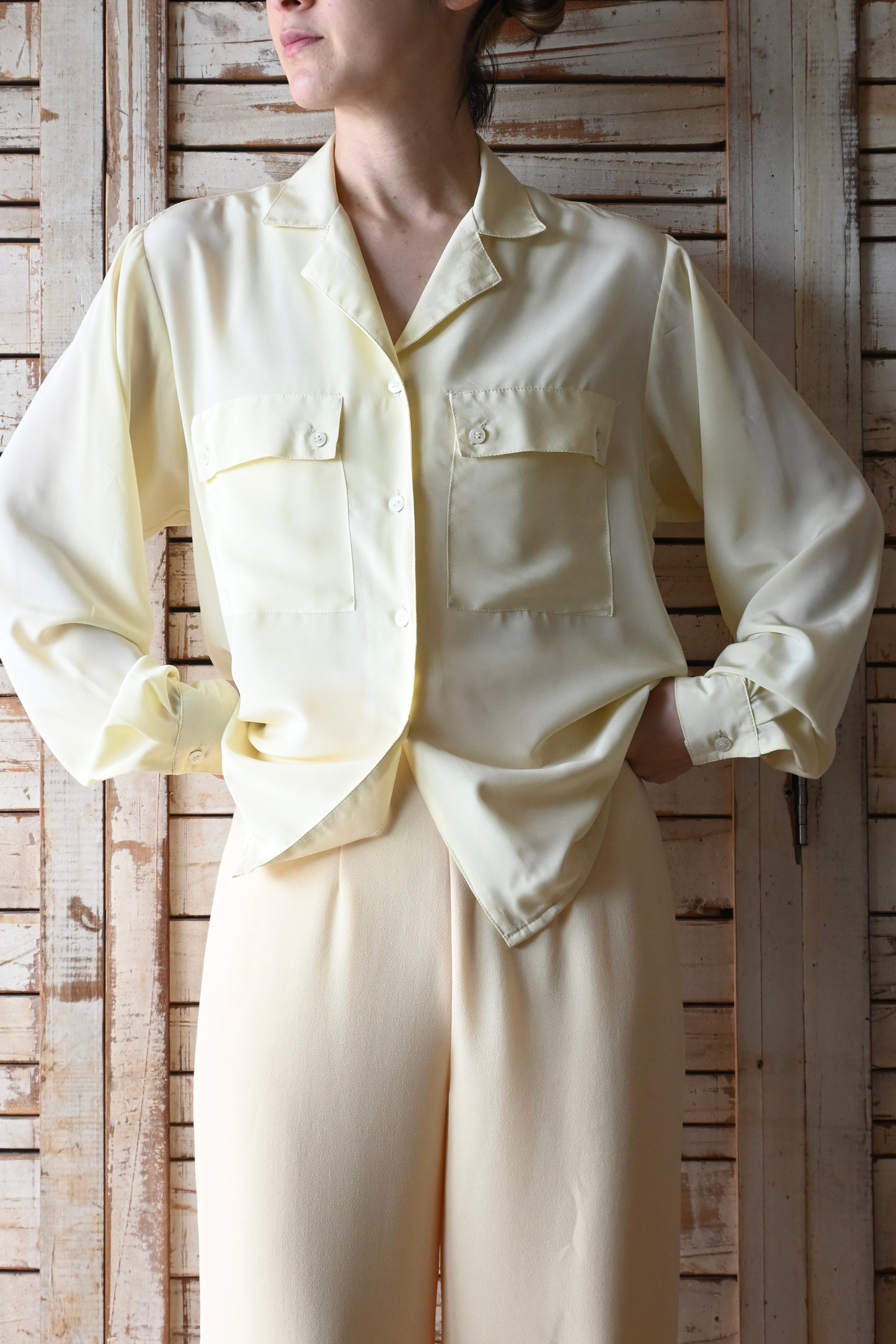 Shirt blouse/YELLOW