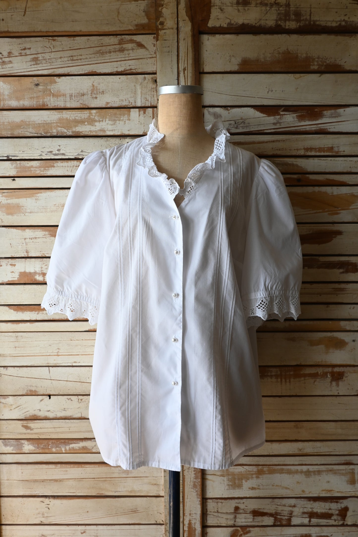 EURO Cutwork lace blouse/WHITE