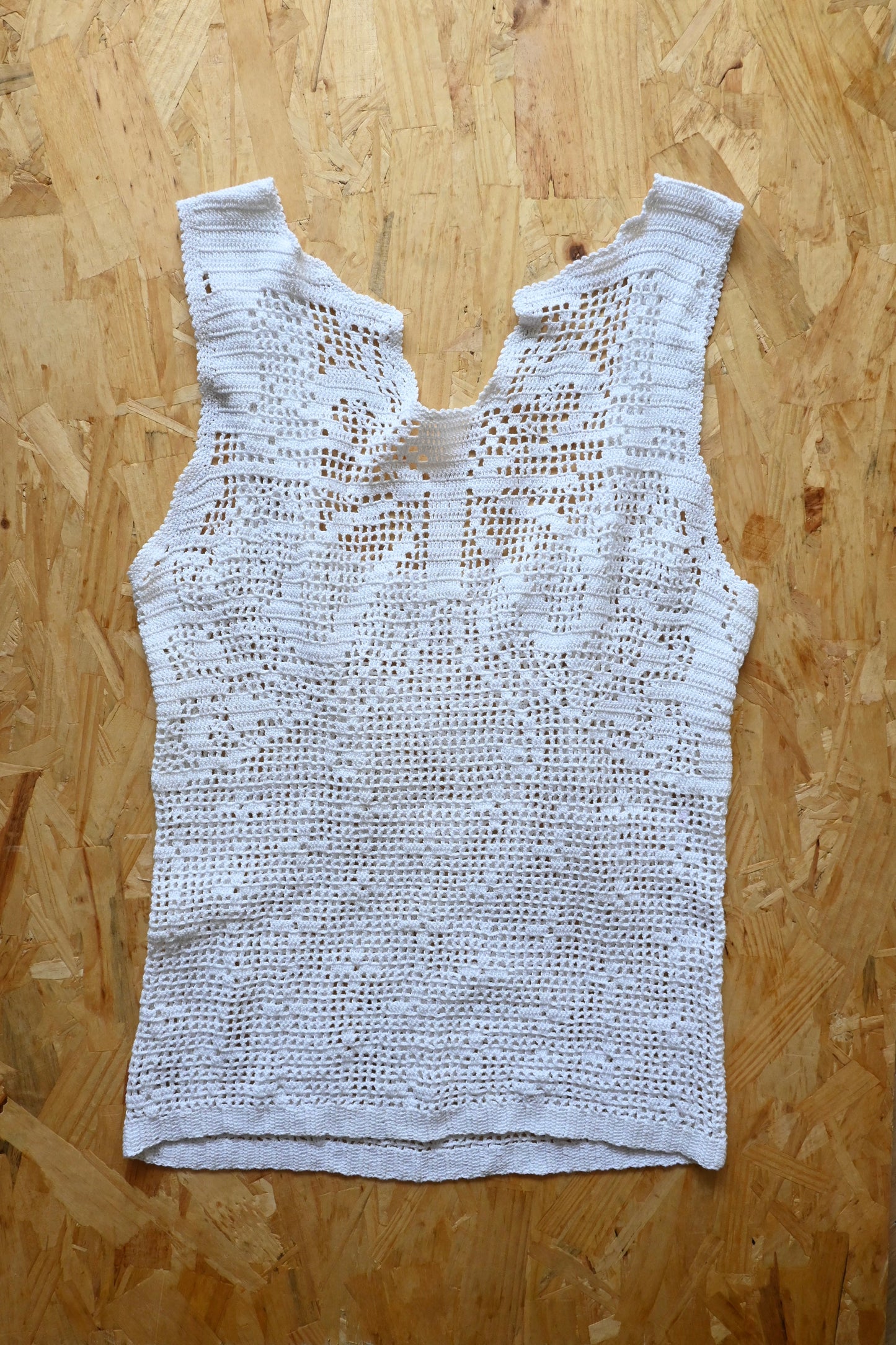 Crochet lace knit top/WHITE
