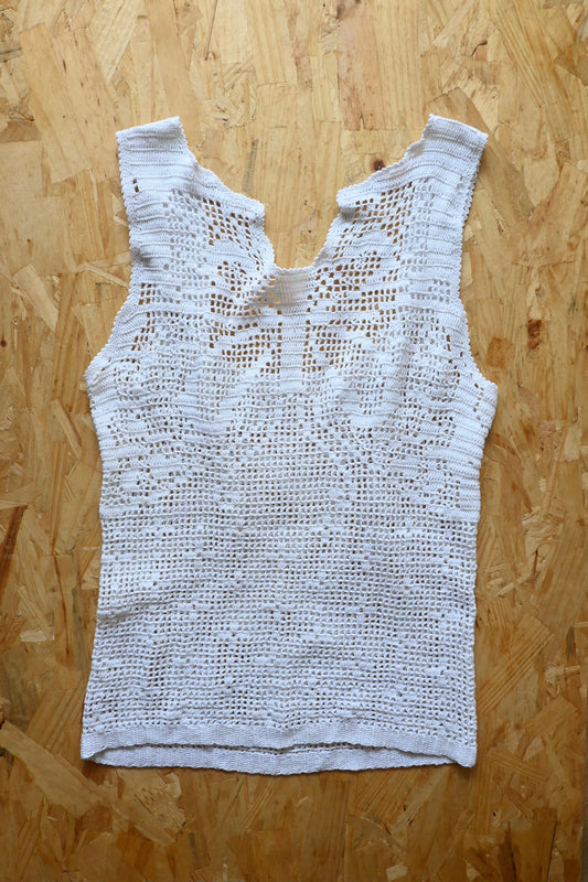 Crochet lace knit top/WHITE