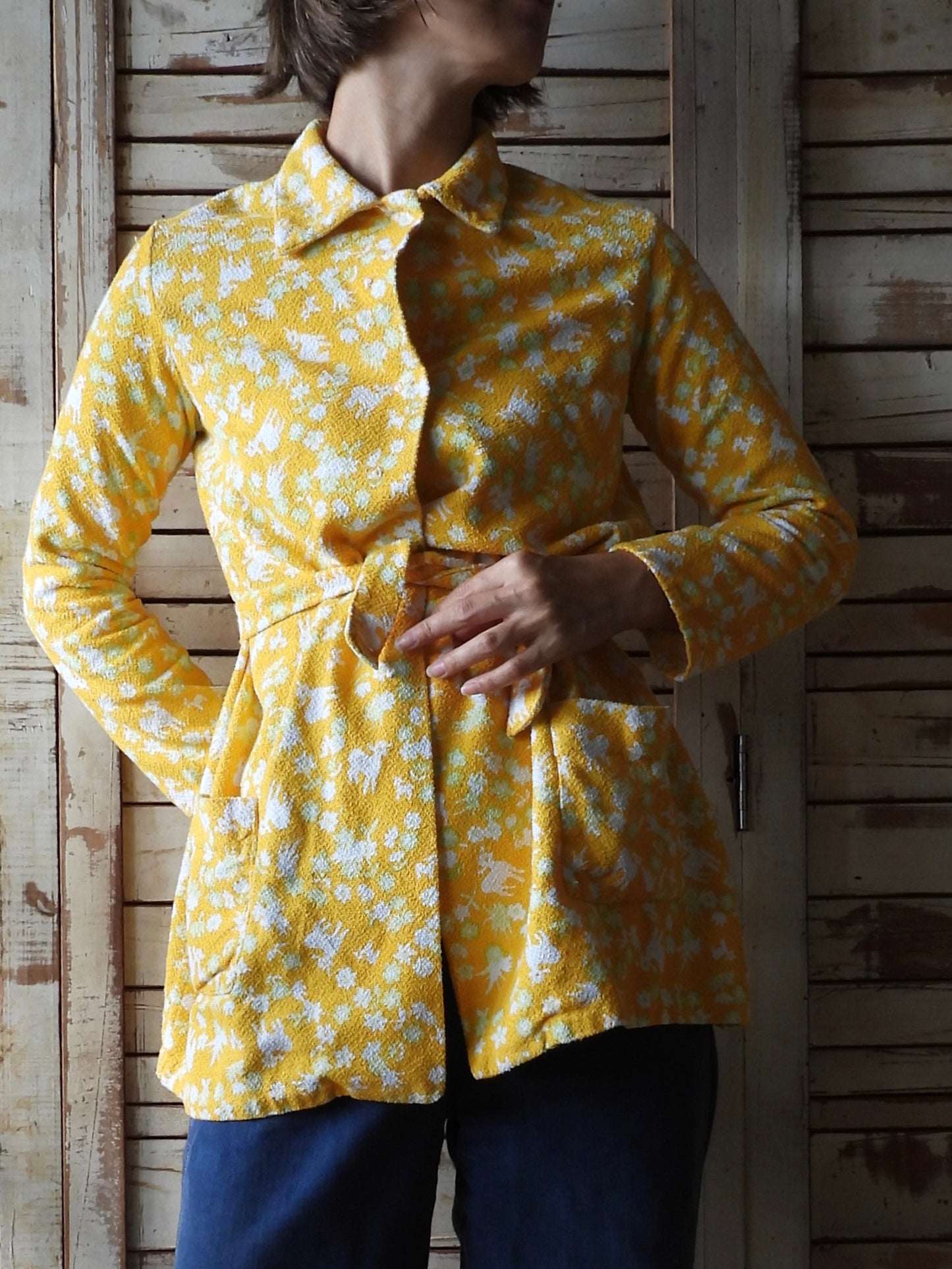 EURO Bambi pattern pile jacket/YELLOW