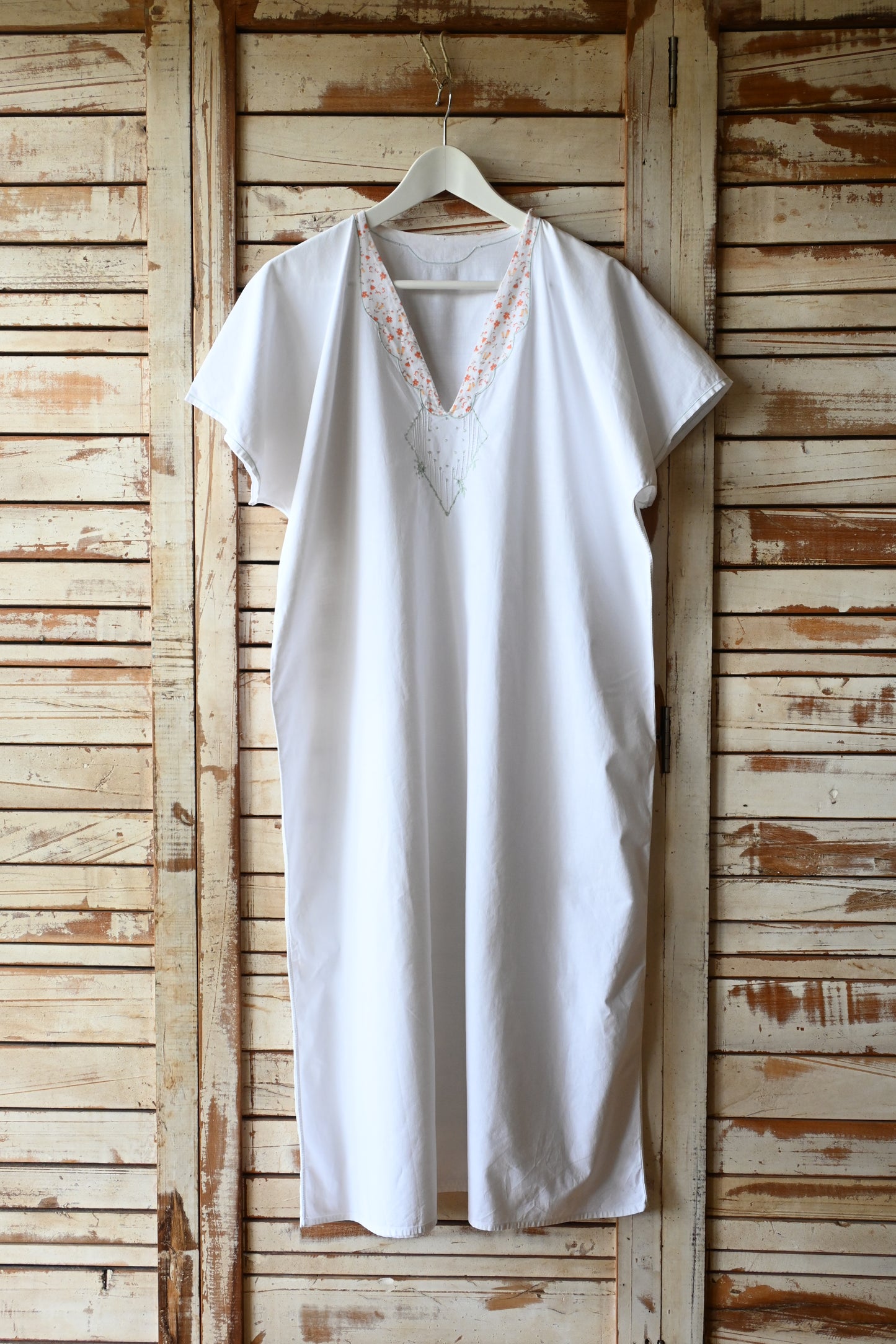 EURO Cotton embroidery long dress/WHITE