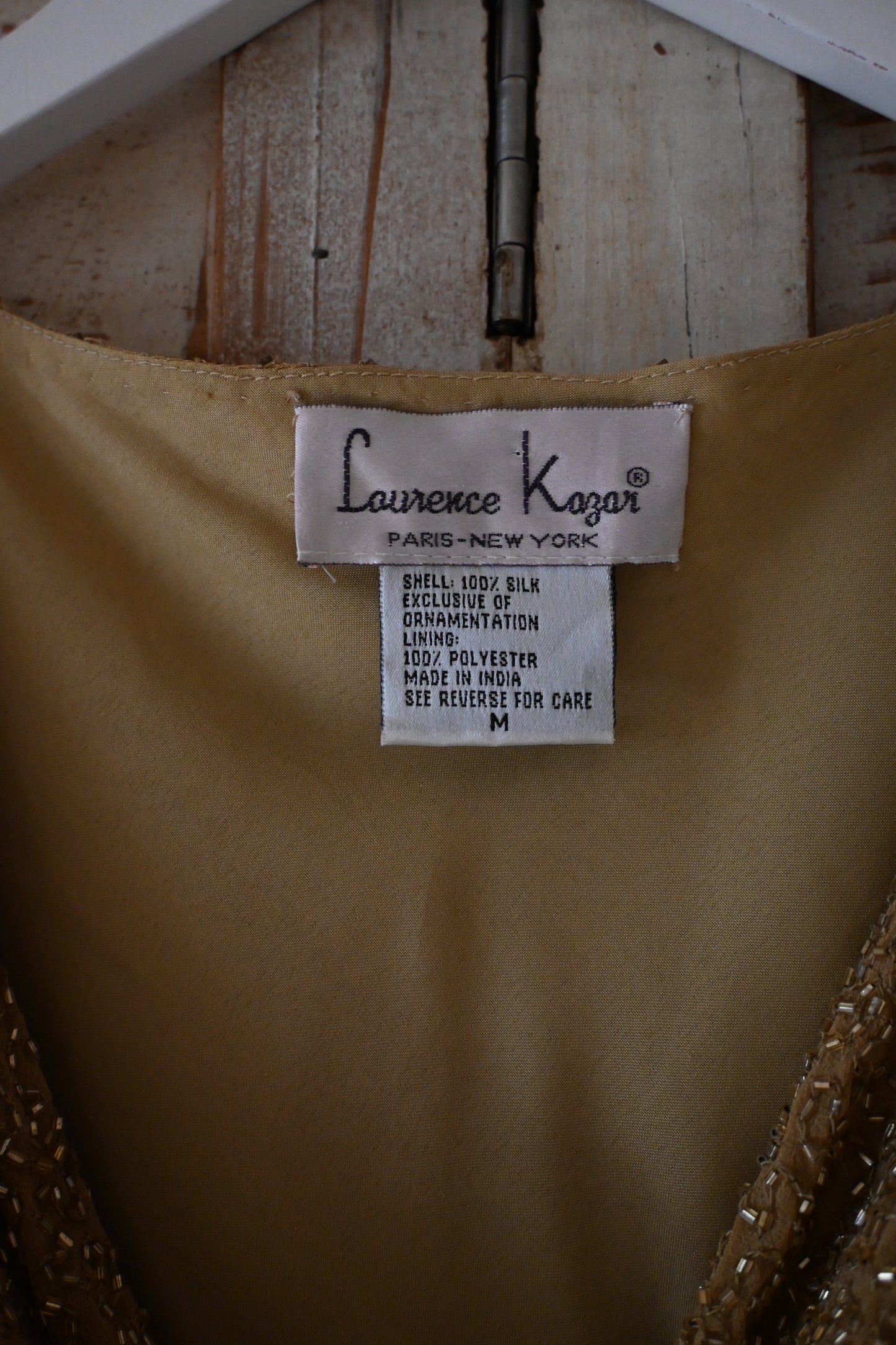 "Laurence Kazar" sequin tops/CAMEL