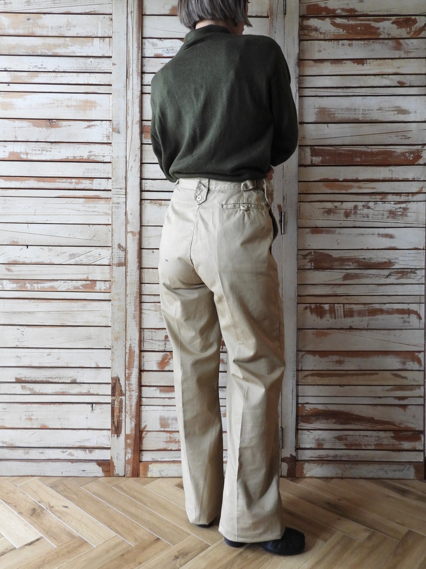 "DEAD STOCK" 80's Pakistan army chino pants/BEIGE