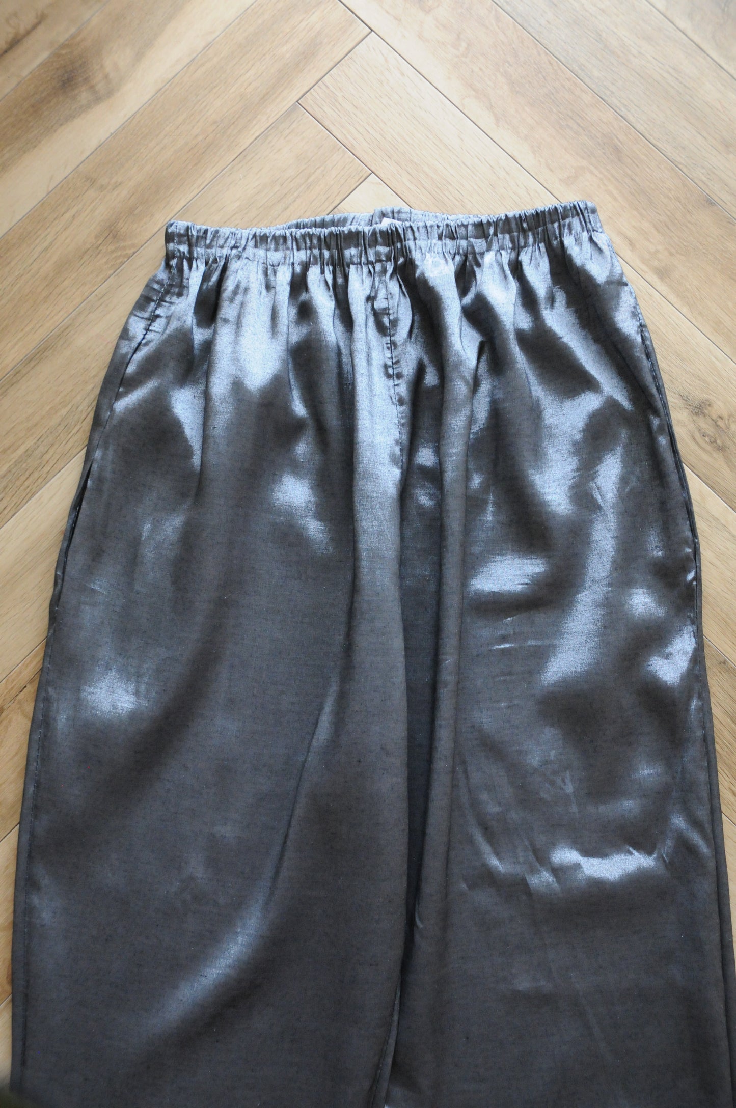 80's Metalic easy pants/SILVER GREY