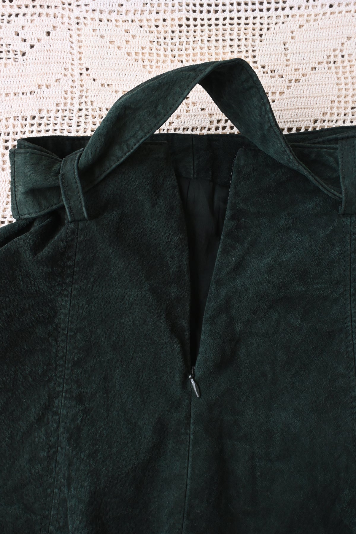 Leather mini skirt/DARK GREEN
