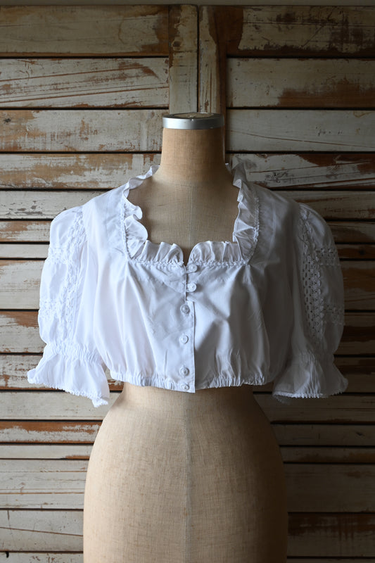 EURO Cropped lace blouse/WHITE