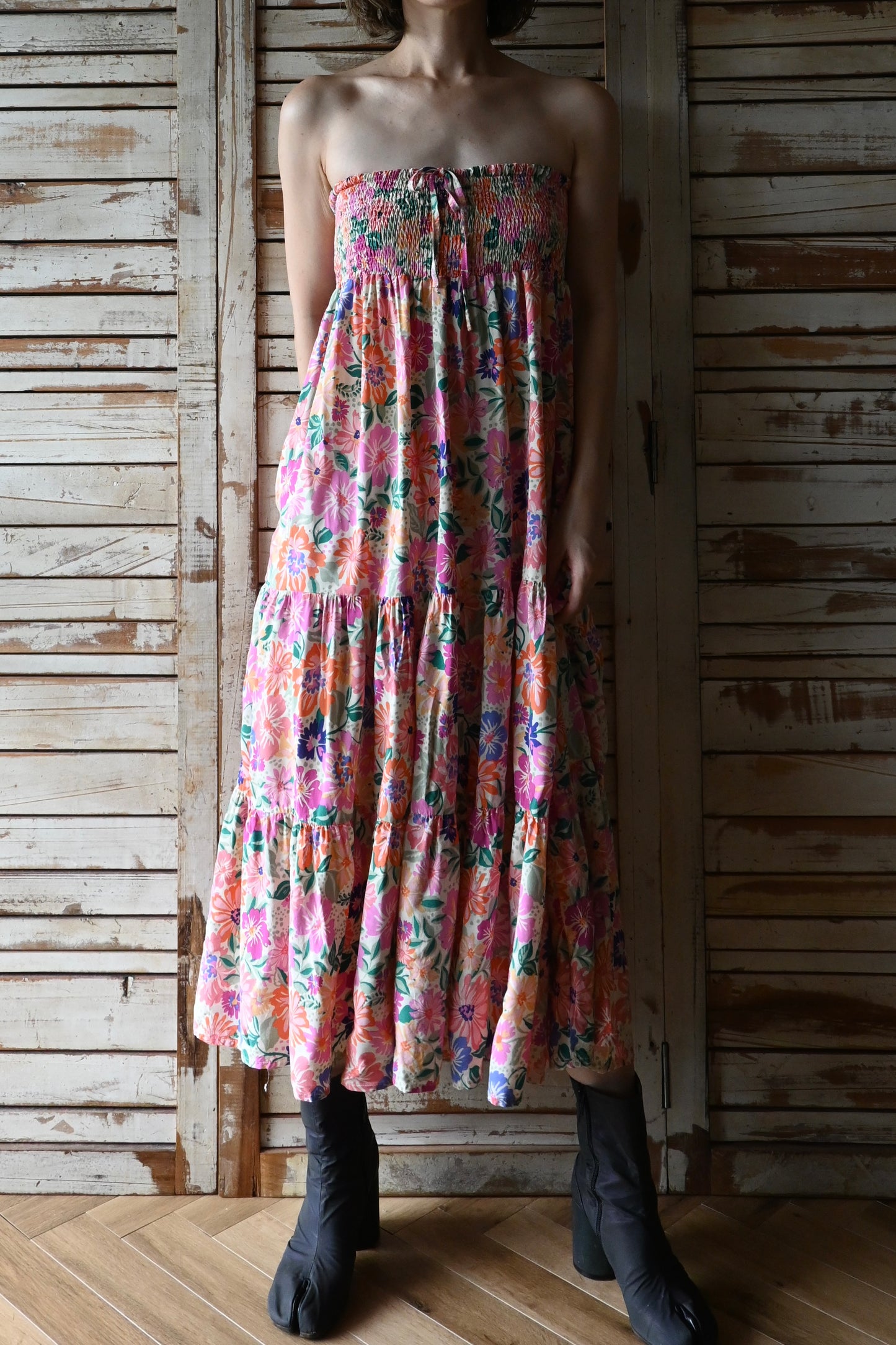Flower pattern 2way dress