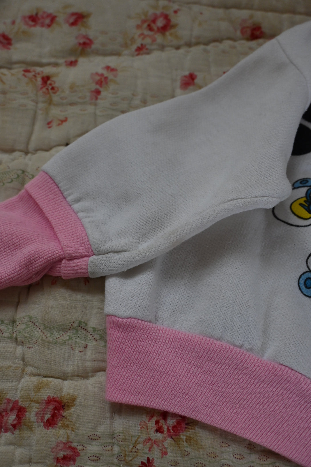 80's Kid's disney sweat shirt/WHITE×PINK