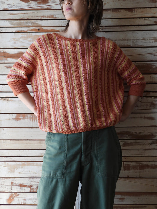 Multi stripe hand knit/MULTI