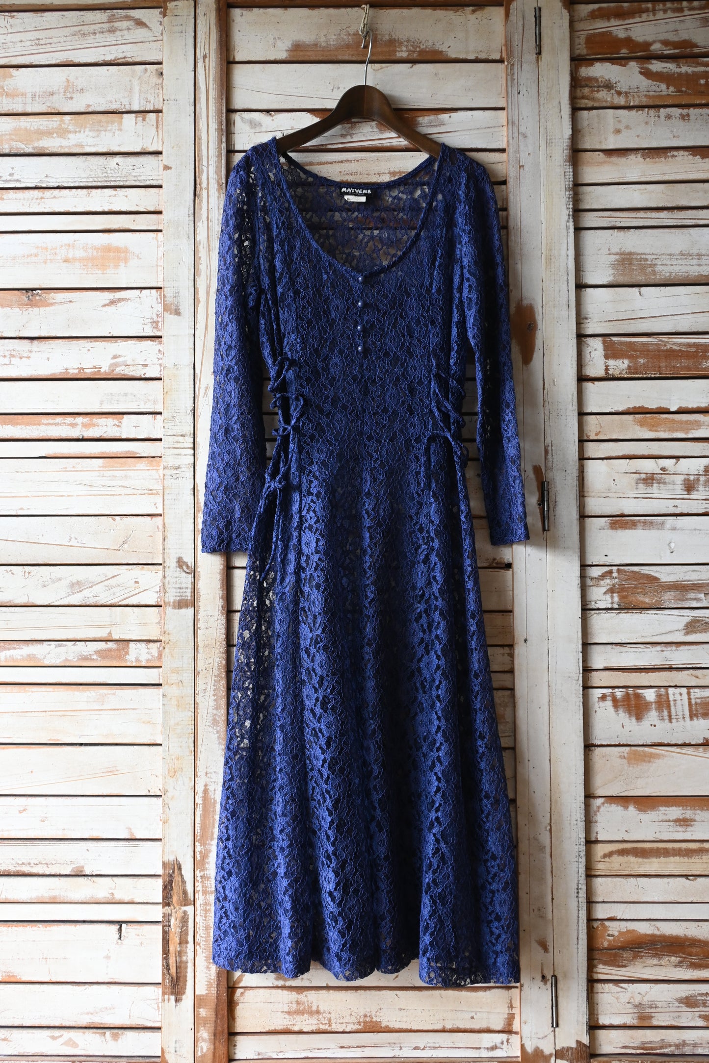 Lace long dress/NAVY