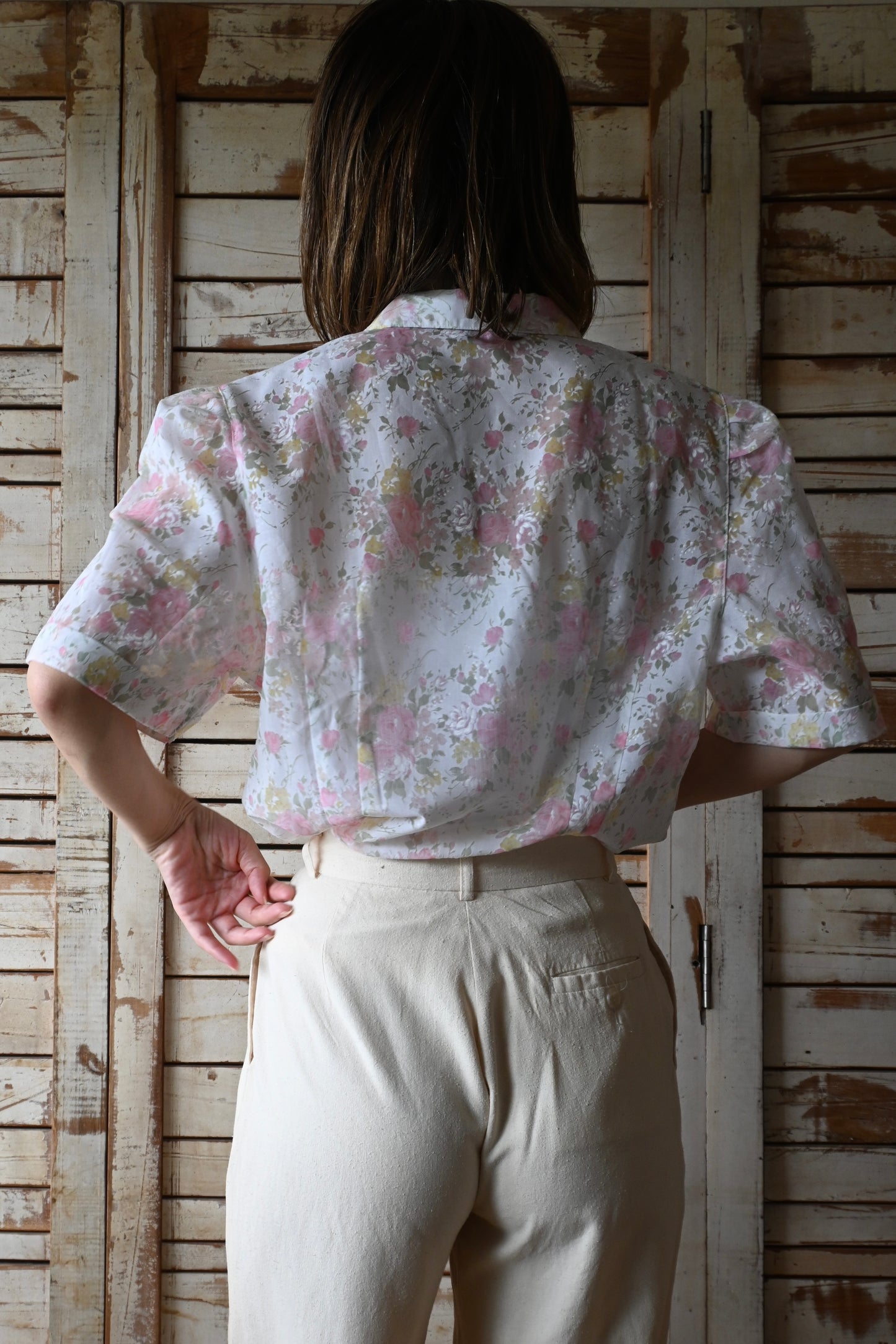 Floral sheer blouse/PINK