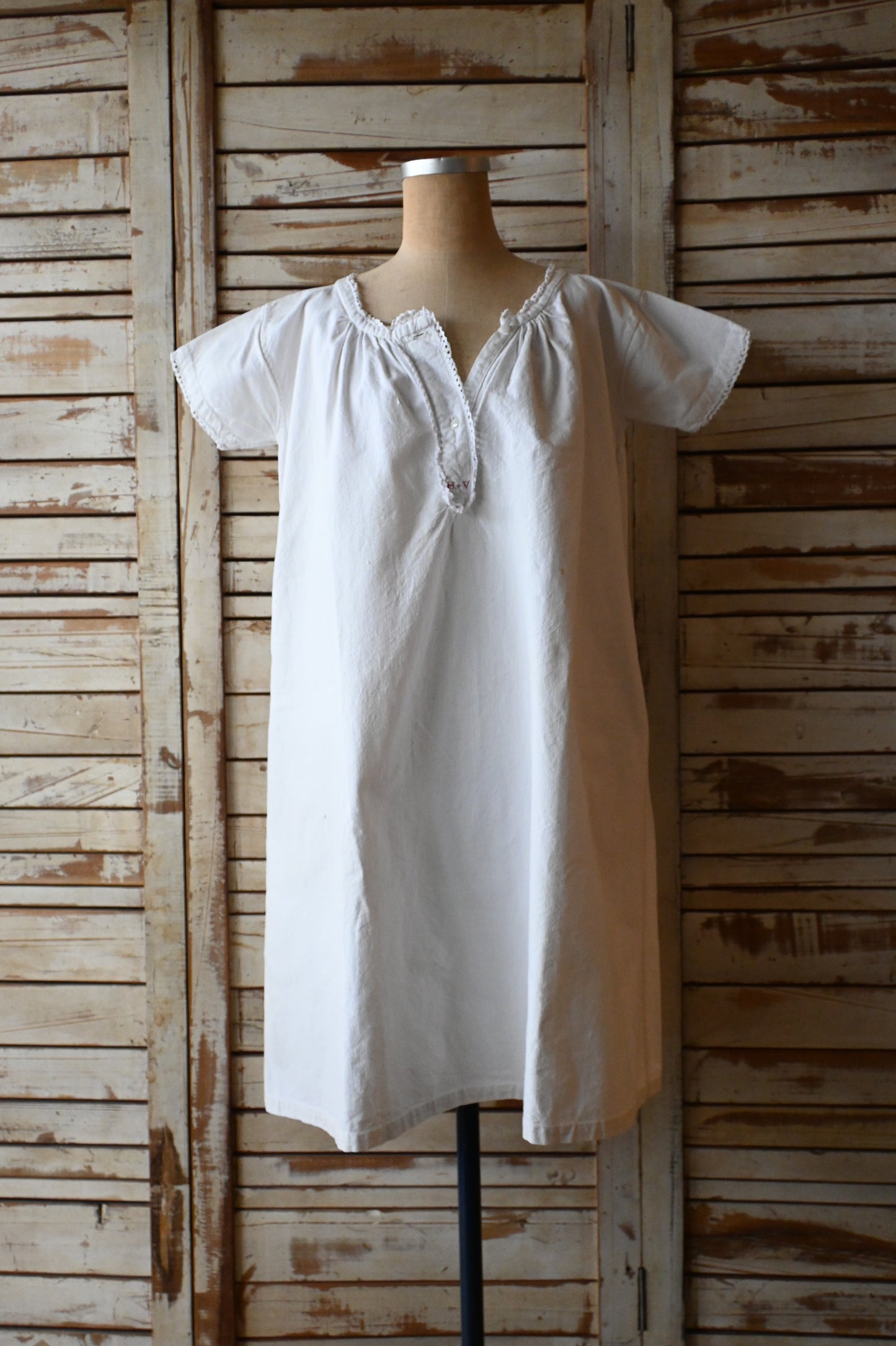 France antique linen dress/IVORY