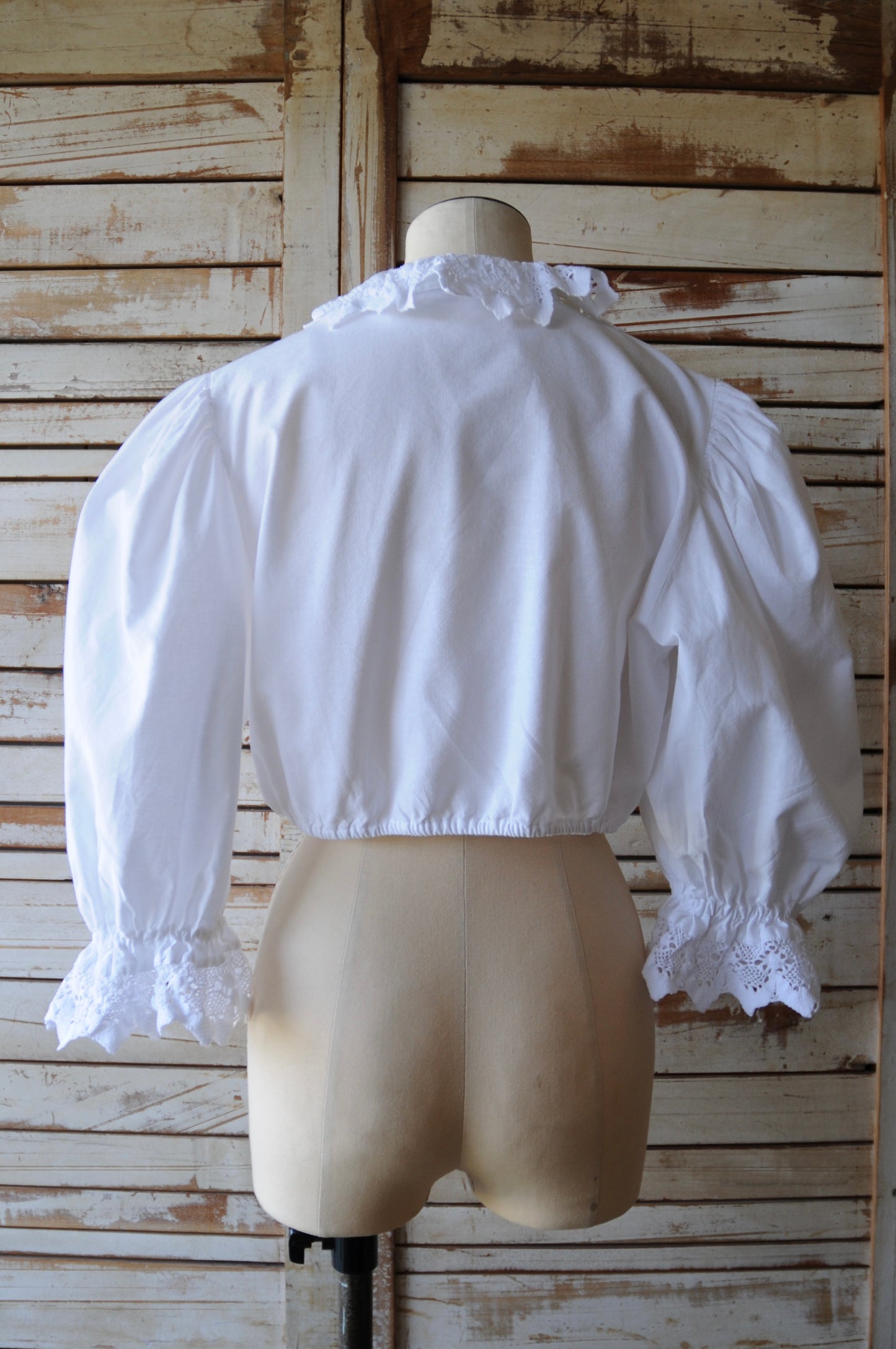 Cropped cotton blouse/WHITE