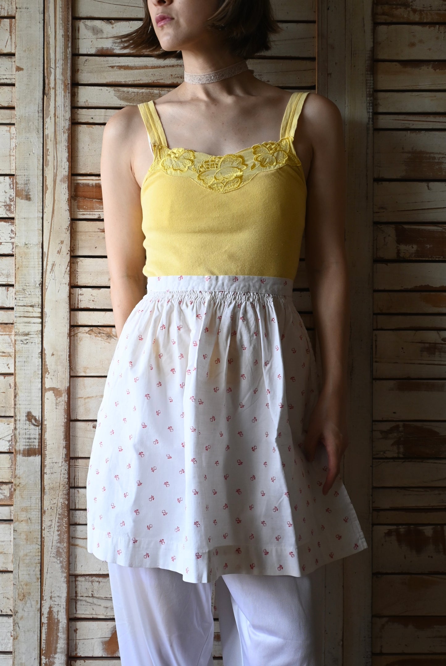 EURO Cotton embroidery camisole/YELLOW