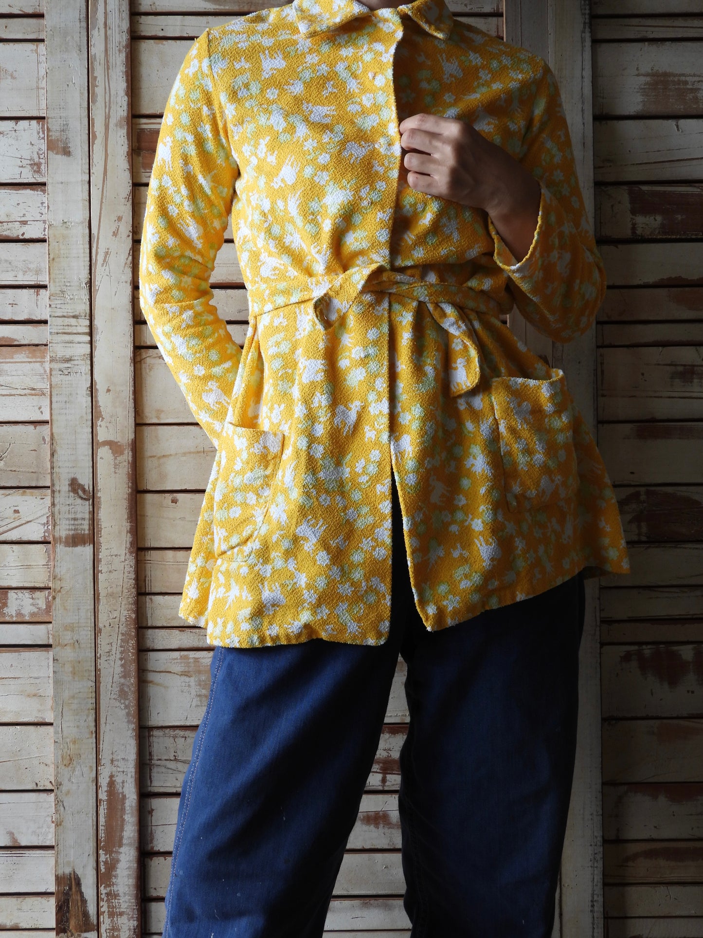 EURO Bambi pattern pile jacket/YELLOW