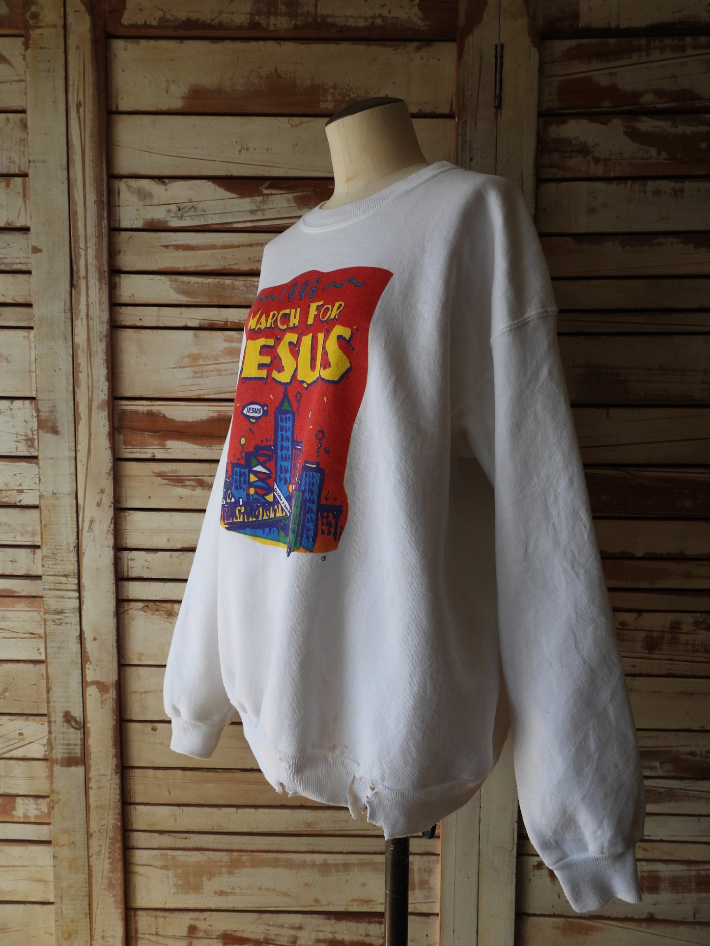 90's MARCH FOR JESUS Sweat shirt/WHITE