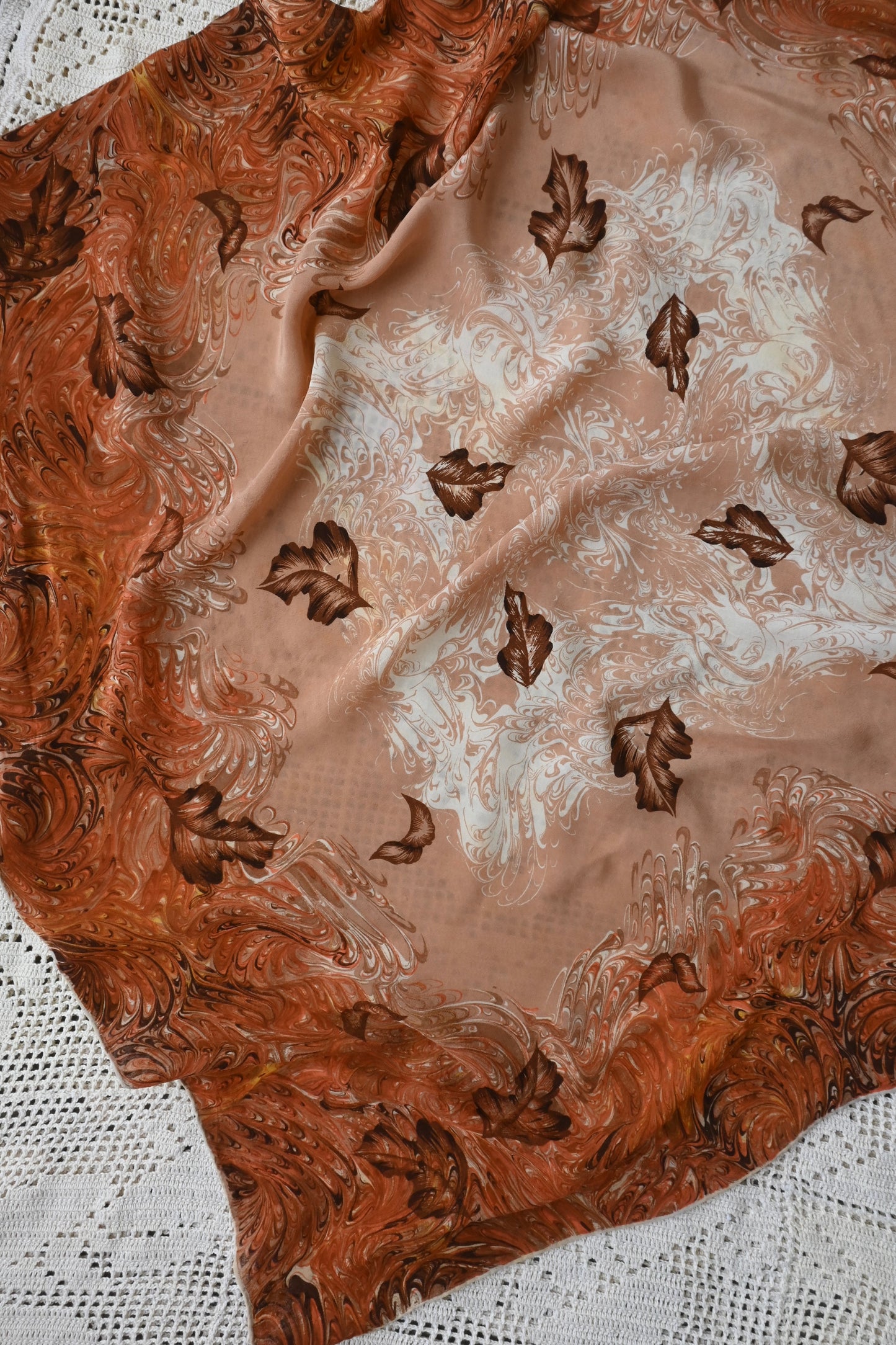 Vintage silk scarf/BROWN
