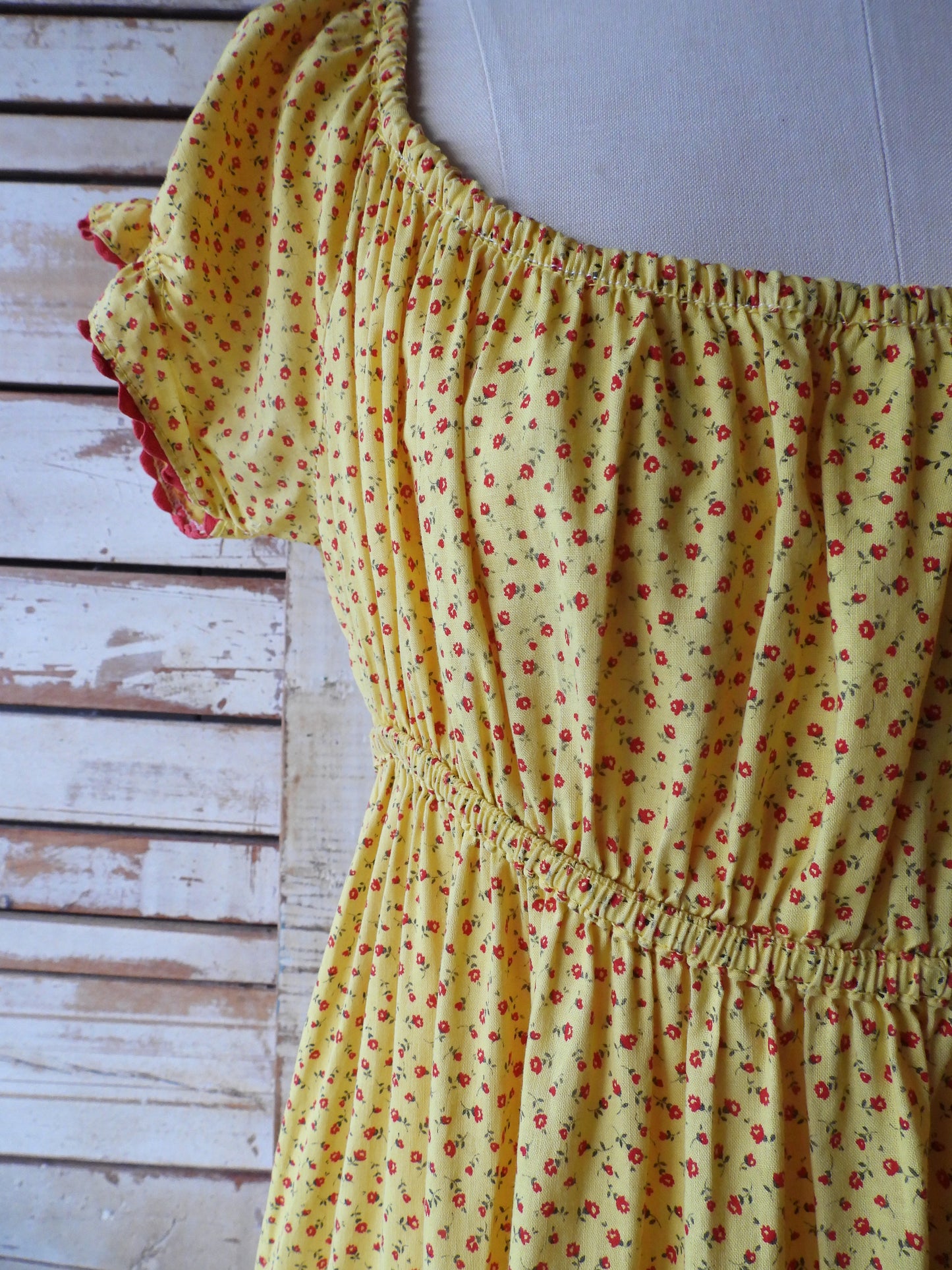 70's Flower 2way dress/YELLOW