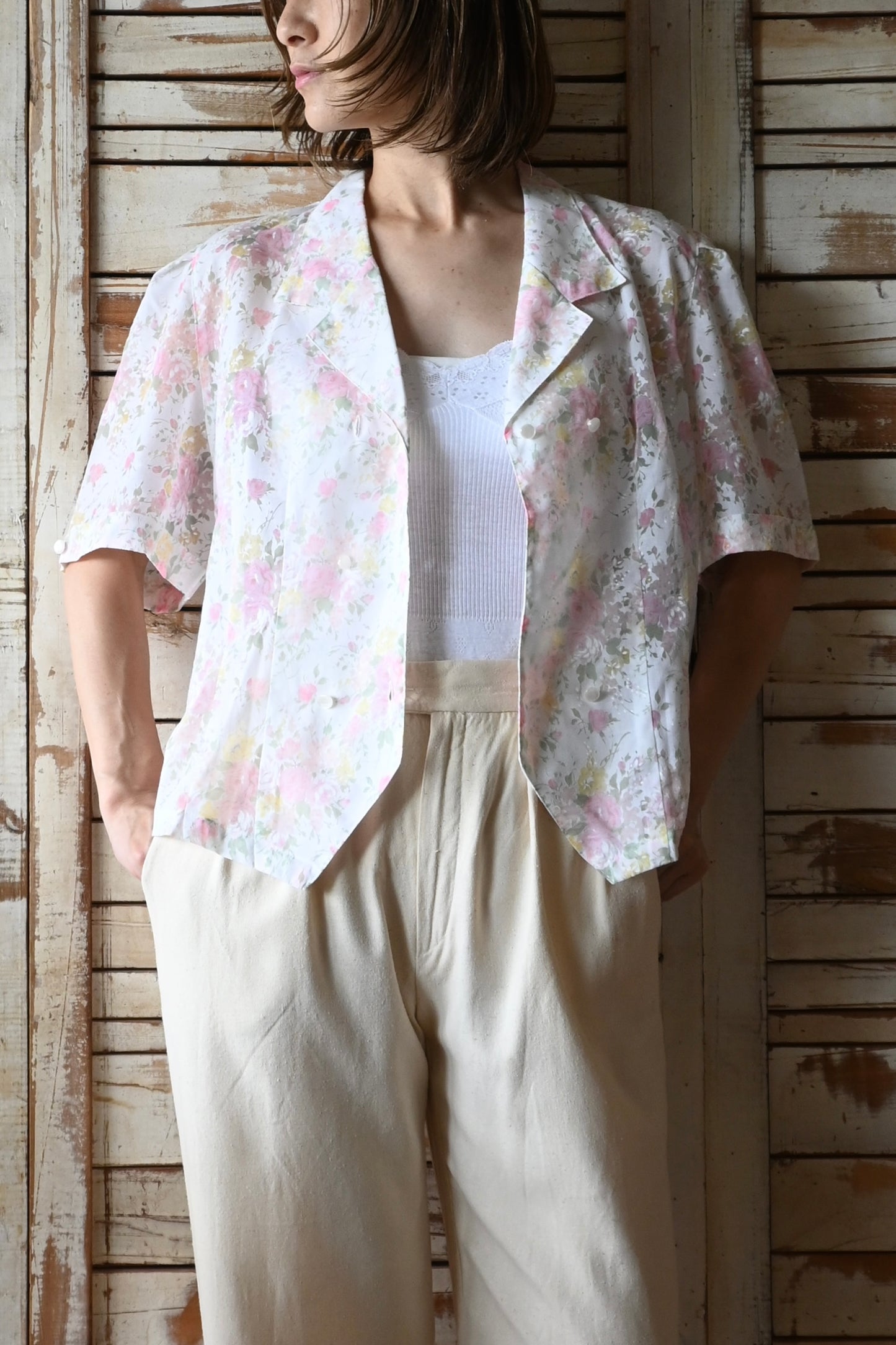 Floral sheer blouse/PINK