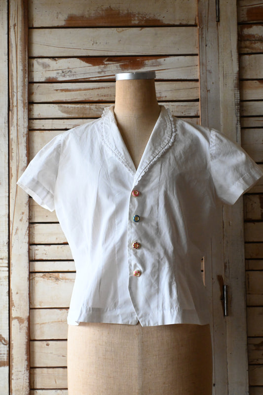 S/S cotton blouse/WHITE