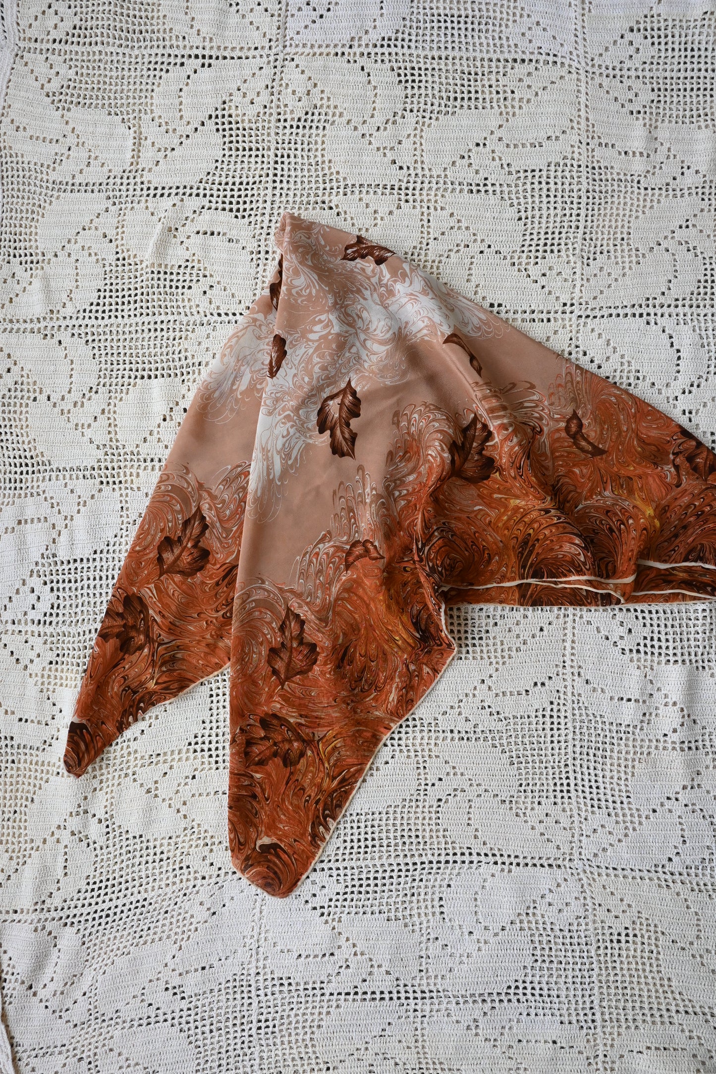 Vintage silk scarf/BROWN