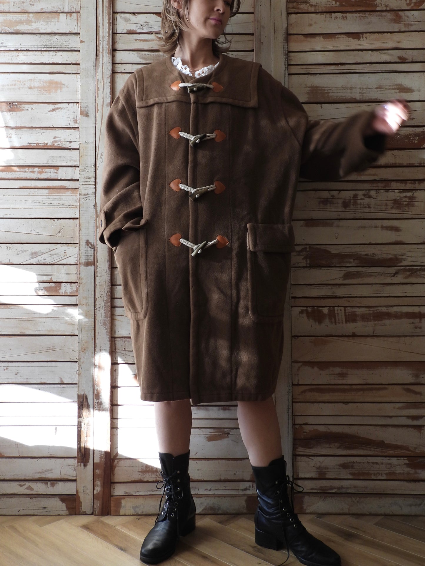 '90s Wool heart duffle coat / Moschino Cheap Chic/BROWN