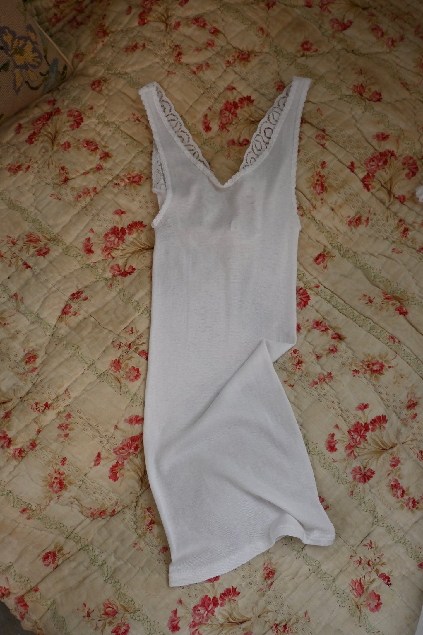 EURO Cotton lace camisole/WHITE