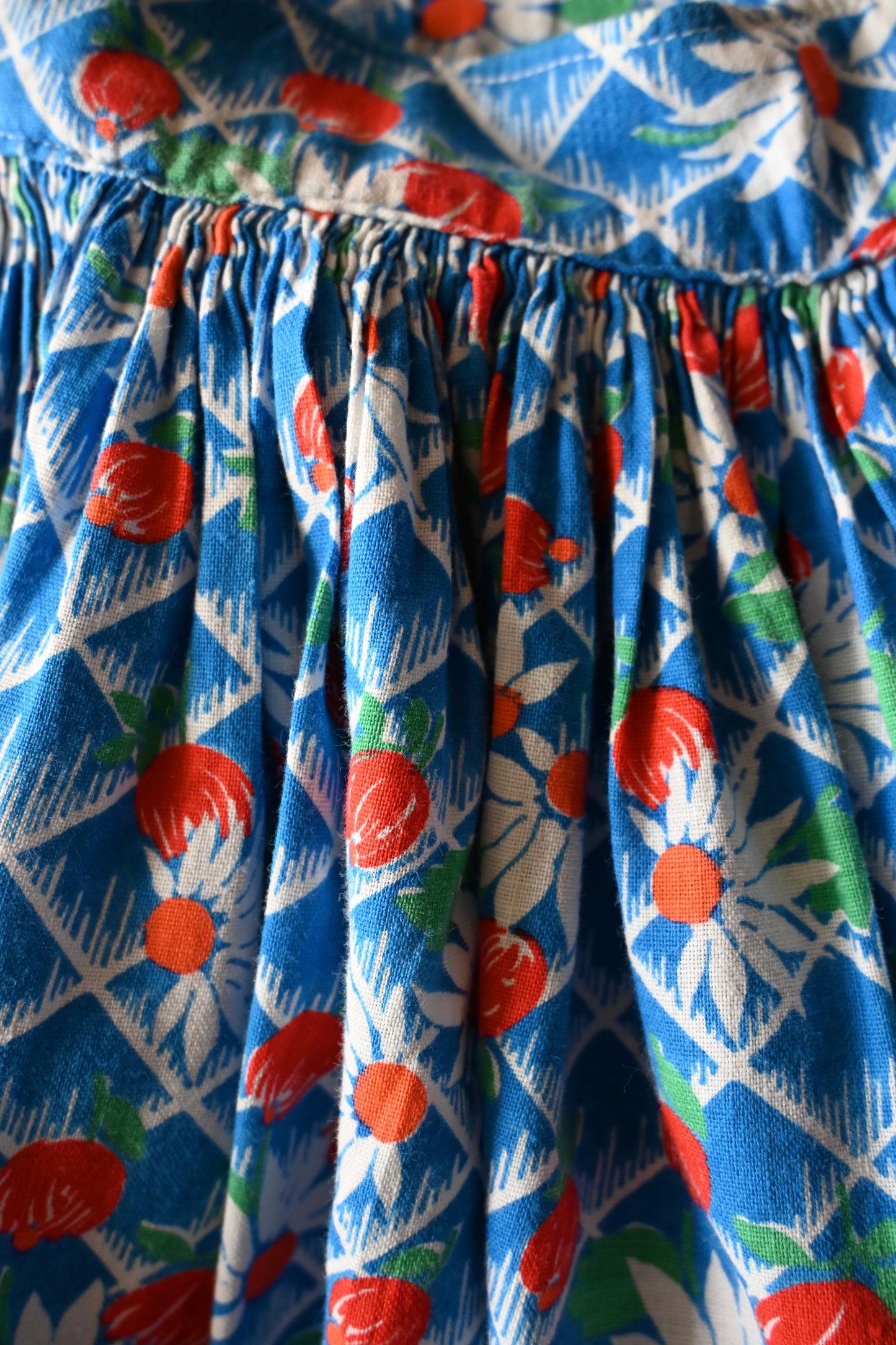 70's-80's Flower skirt/BLUE