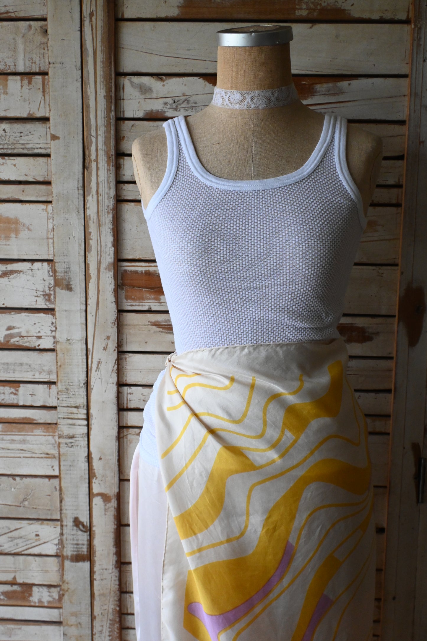 Cotton mesh tank top/WHITE