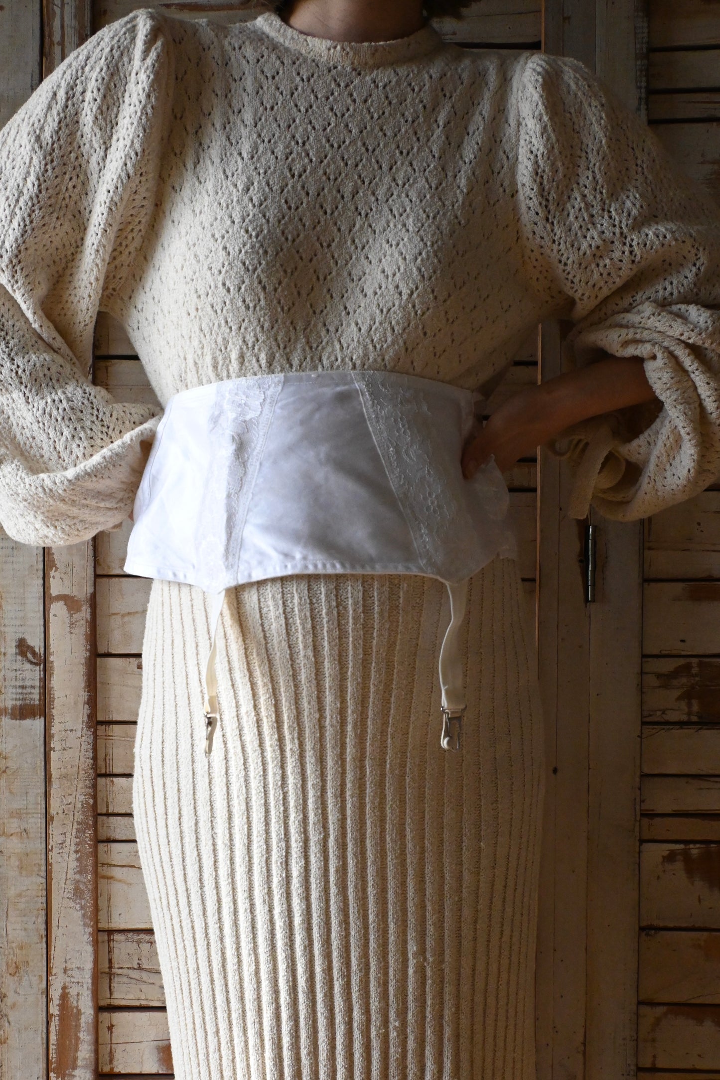 Vintage garter belt/WHITE