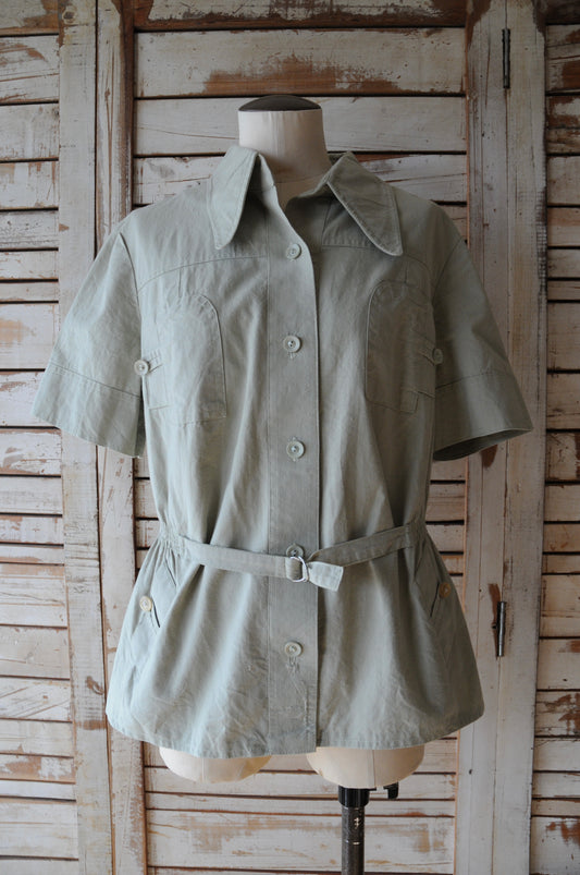 Short sleeves shirt jacket/LIGHT KHAKI