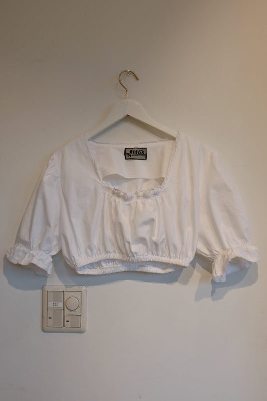 EURO Cotton cropped blouse/WHITE