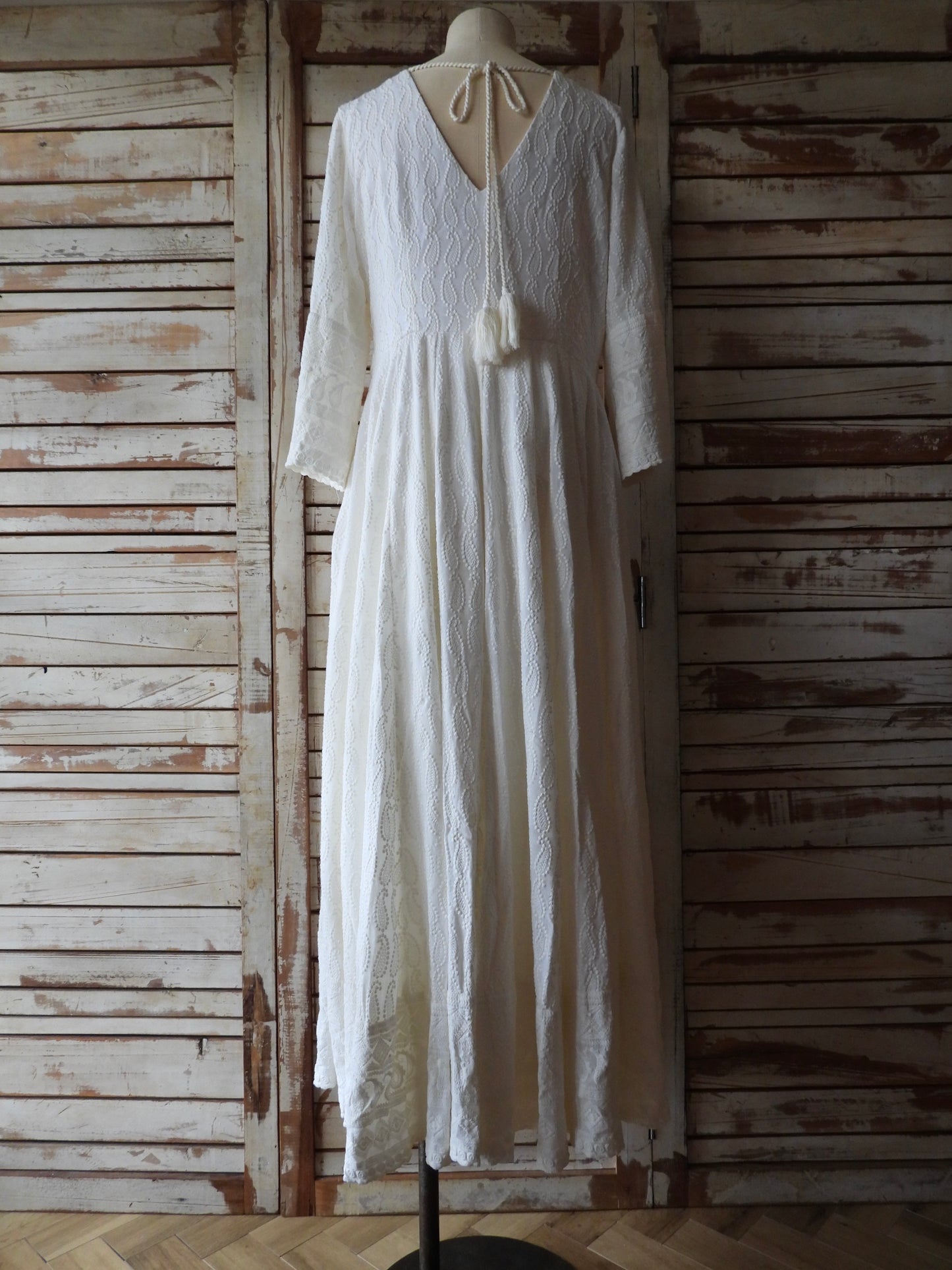 Cotton embroidery long dress/IVORY